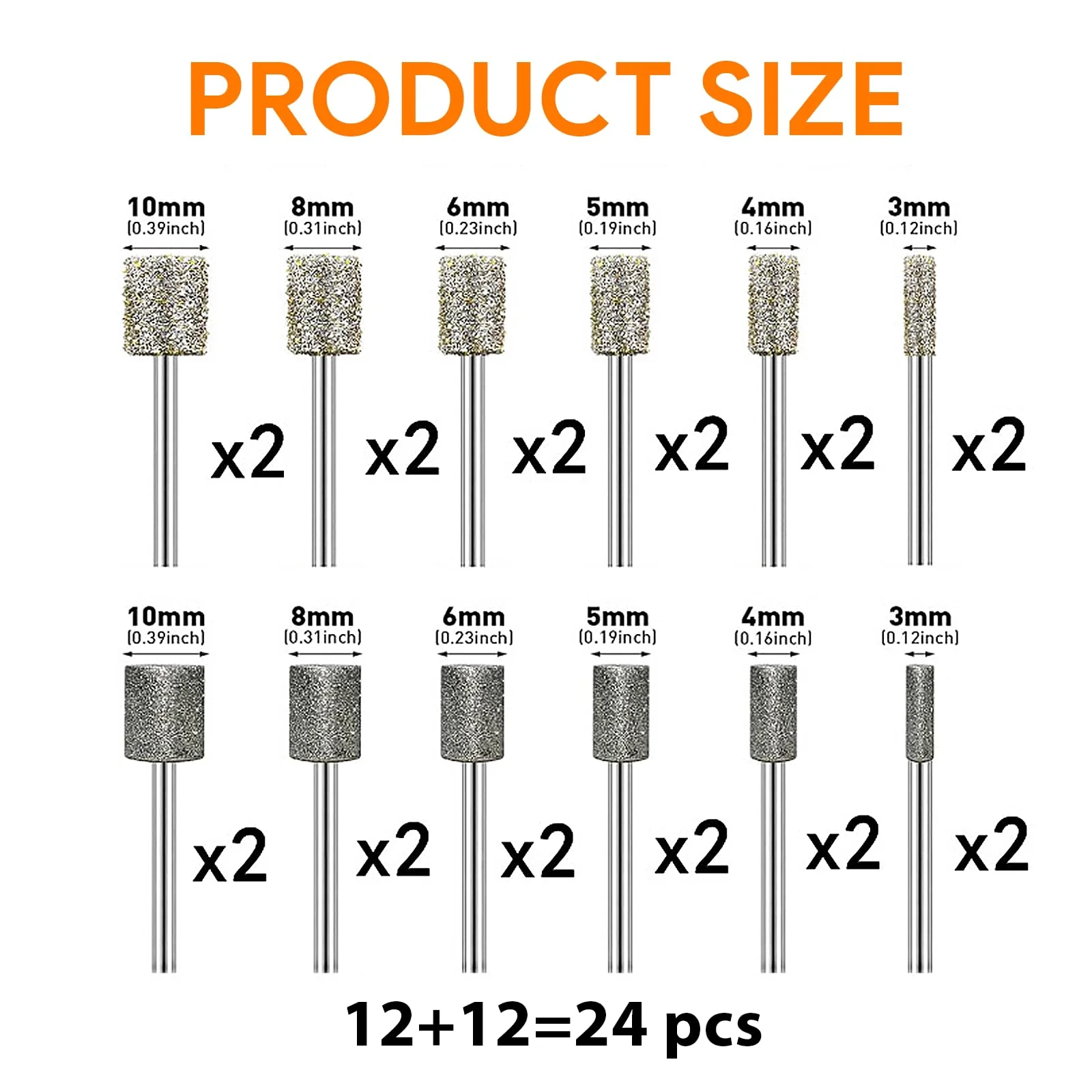 24 Piece Diamond Grinding Point Set - Grinding Attachments Suitable for Dremel - For Engraving & Polishing on Jade, Ceramic, Glass & Stone - Robust & Versatile - Image 2