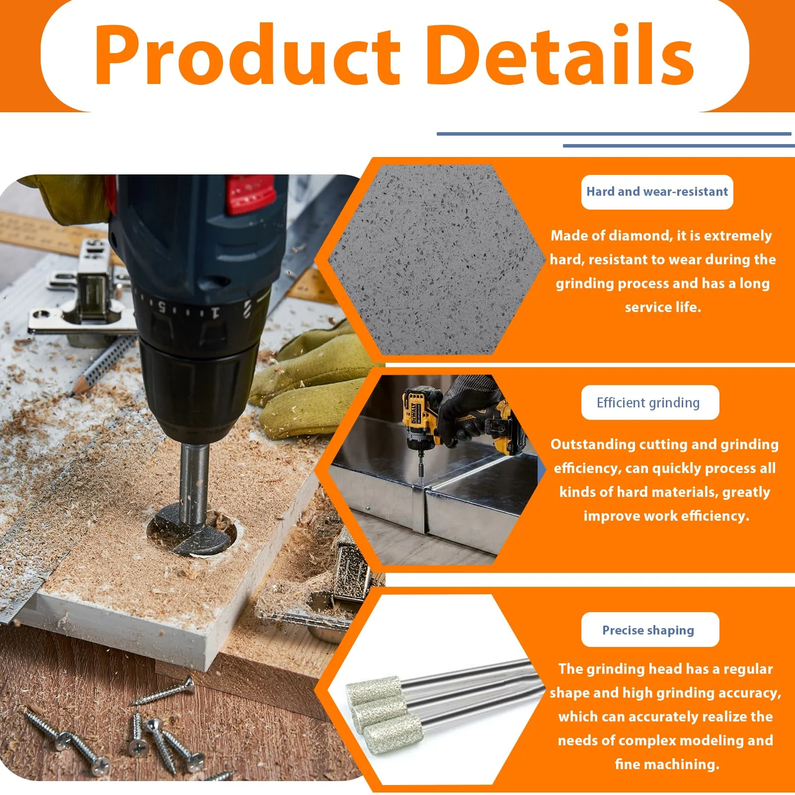 24 Piece Diamond Grinding Point Set - Grinding Attachments Suitable for Dremel - For Engraving & Polishing on Jade, Ceramic, Glass & Stone - Robust & Versatile - Image 3