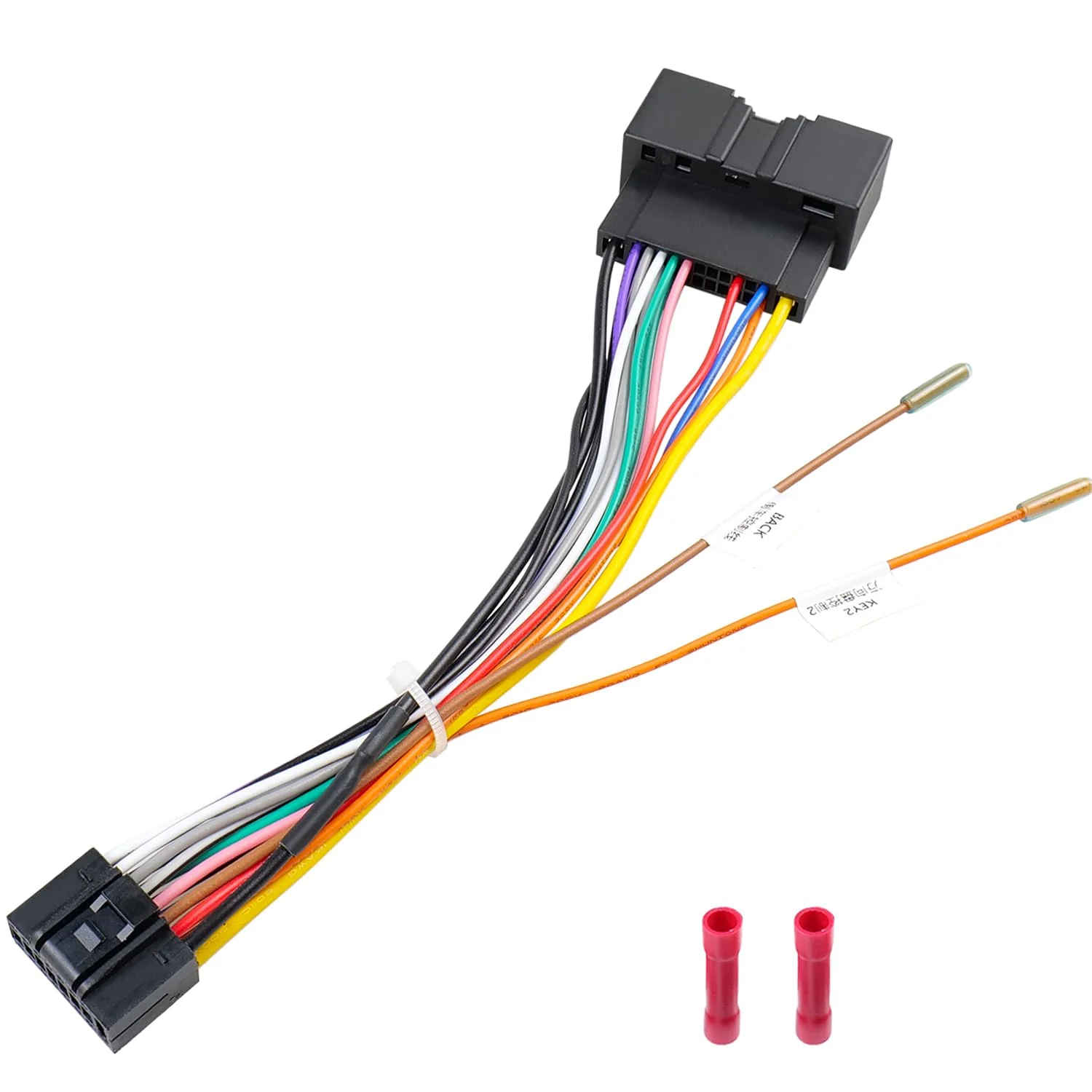 24Pin Radio Wiring Harness Compatible with Ford F150/250/350/450/550 Explorer Fusion Focus Mustang Transit Fiesta, 16Pin Car Stereo Wire Adapter+Butt Connector
