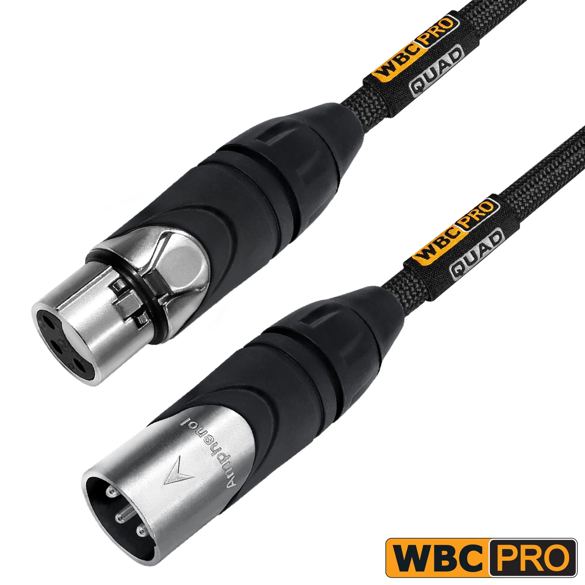 25 Foot - WBC-PRO-Quad Ultra-Silent Ultra-Flexible Balanced Star-Quad Cable with Amphenol Male & Female XLR Plugs & Black Tweed Jacket - Image 5