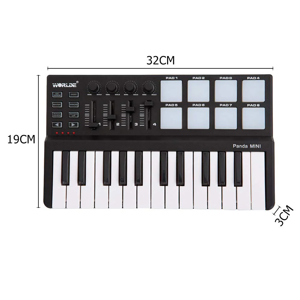 25-Key MIDI Keyboard Panda mini Portable Mini Drum Pad MIDI Controller, USB - Image 2