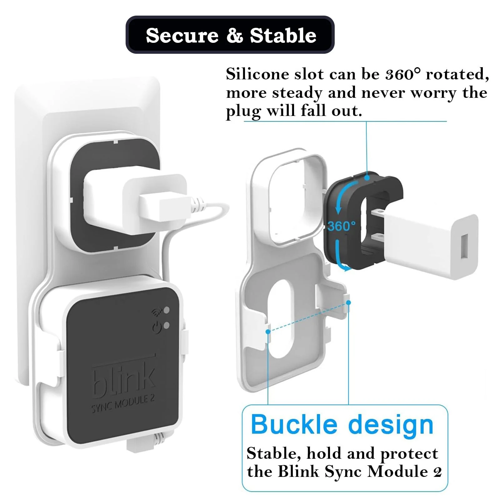 256GB USB Flash Drive & Outlet Mount for Blink Sync Module 2, Space Saving and Easy Move Mount Bracket Holder for Blink Outdoor Indoor Security System (Blink Sync Module 2 is NOT Included) - Image 5