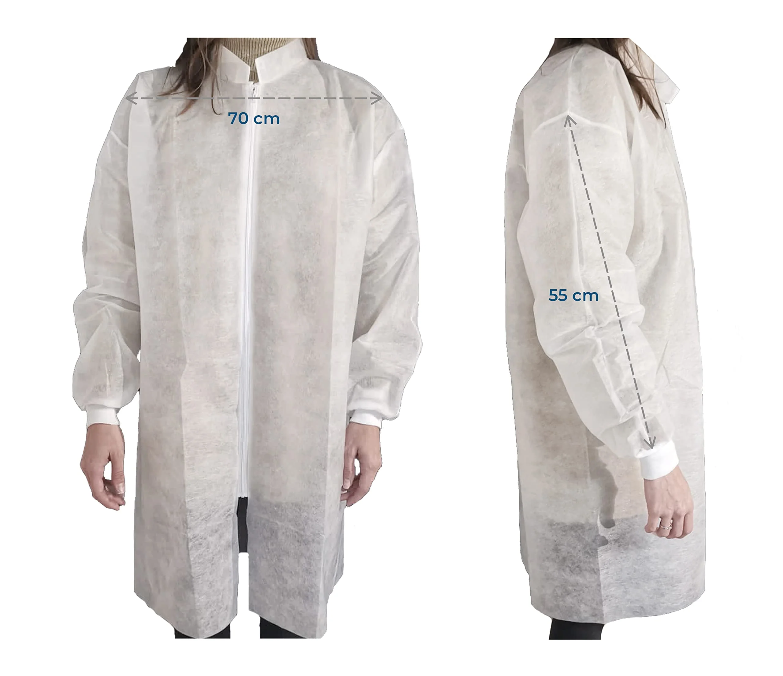 25g Disposable Book Coat with Zip White XL (XXL, 1 Piece) XXL - Image 2