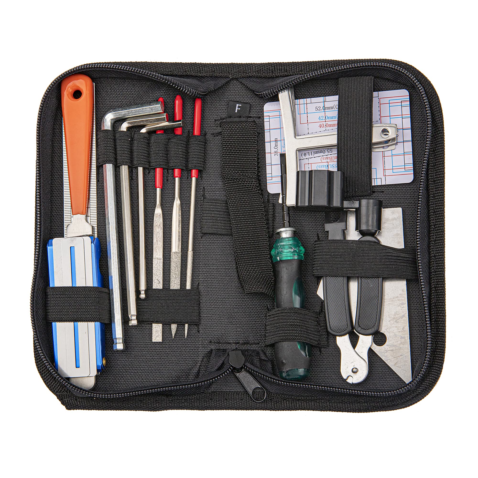25Pcs Yootones Guitar Repairing Maintenance Tool with Kit String Action Ruler Gauge Measuring Tool Hex Wrench Set Files Fingerboard Guard Understring Radius Gauges Guitar Fret Rocker Leveling