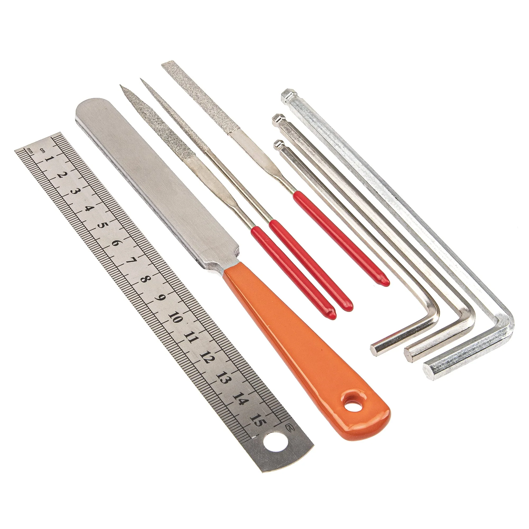 25Pcs Yootones Guitar Repairing Maintenance Tool with Kit String Action Ruler Gauge Measuring Tool Hex Wrench Set Files Fingerboard Guard Understring Radius Gauges Guitar Fret Rocker Leveling - Image 3