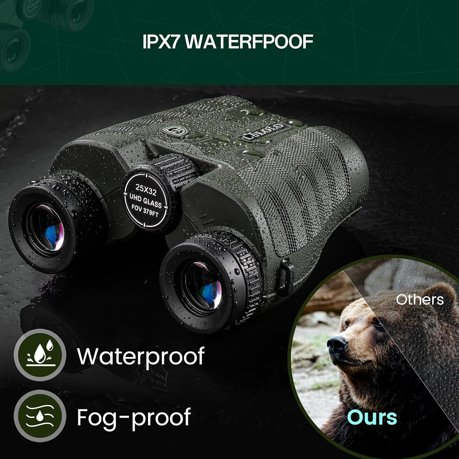 25x32 UHD Compact Binoculars for Adults High Powered - Large View Binoculars with Clear Low Light Vision - Super Bright Lightweight & Waterproof Binocular for Bird Watching Travel Hunting 25x32 - Image 6