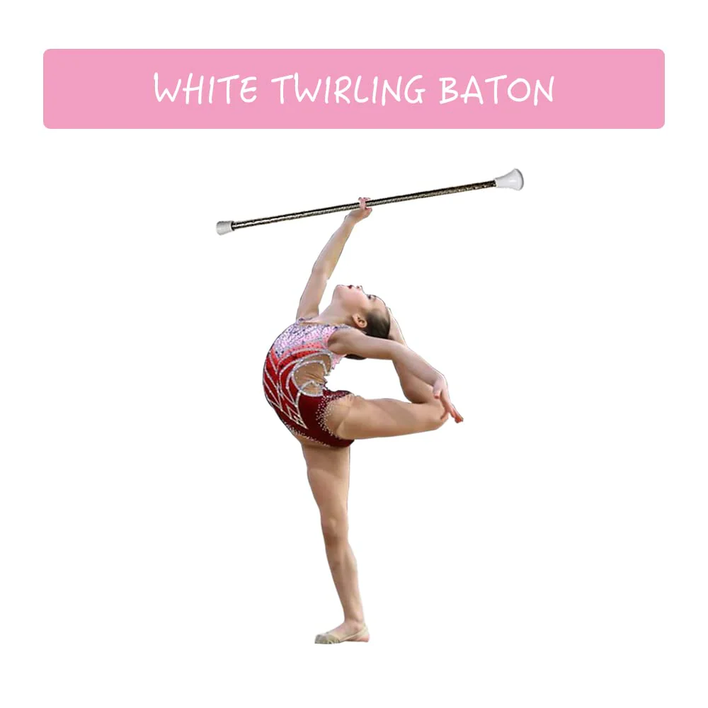 26-inch Twirling Baton Spinning Dance Baton Metal Rhythmic Gymnastics Conducting Batons for Child in Majorette-Complete with 1 Dance Ribbon Rainbow Streamer (White,1 Pack) - Image 4