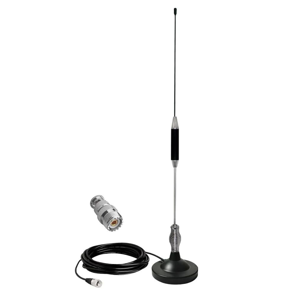 27MHz CB Radio Antenna Full Kit Heavy Duty Magnetic Mount PL259 & BNC Male Connector Car Truck Mobile Base Station Antenna, Compatible with President Midland Cobra Uniden Radio