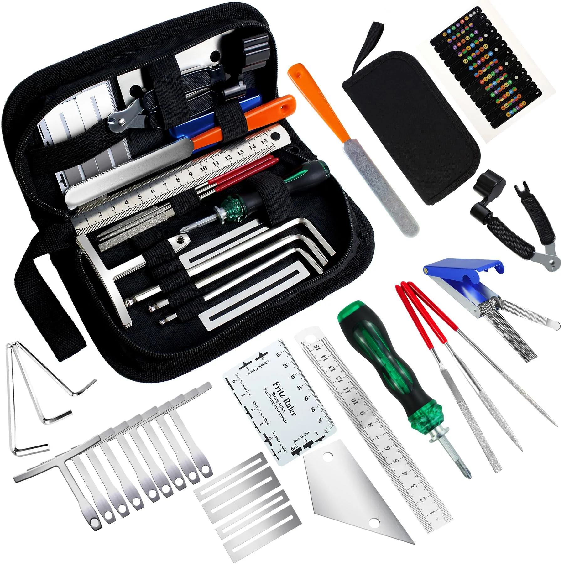 28Pcs Guitar Tool Kit, Guitar Accessories Gifts for Men, Guitar Maintenance Kit with Carry Bag, Guitar Repair Kit for Acoustic Electric Guitar Ukulele Bass Banjo, TIMDAM Guitar Setup Kit Guitar Gifts 28 Pcs