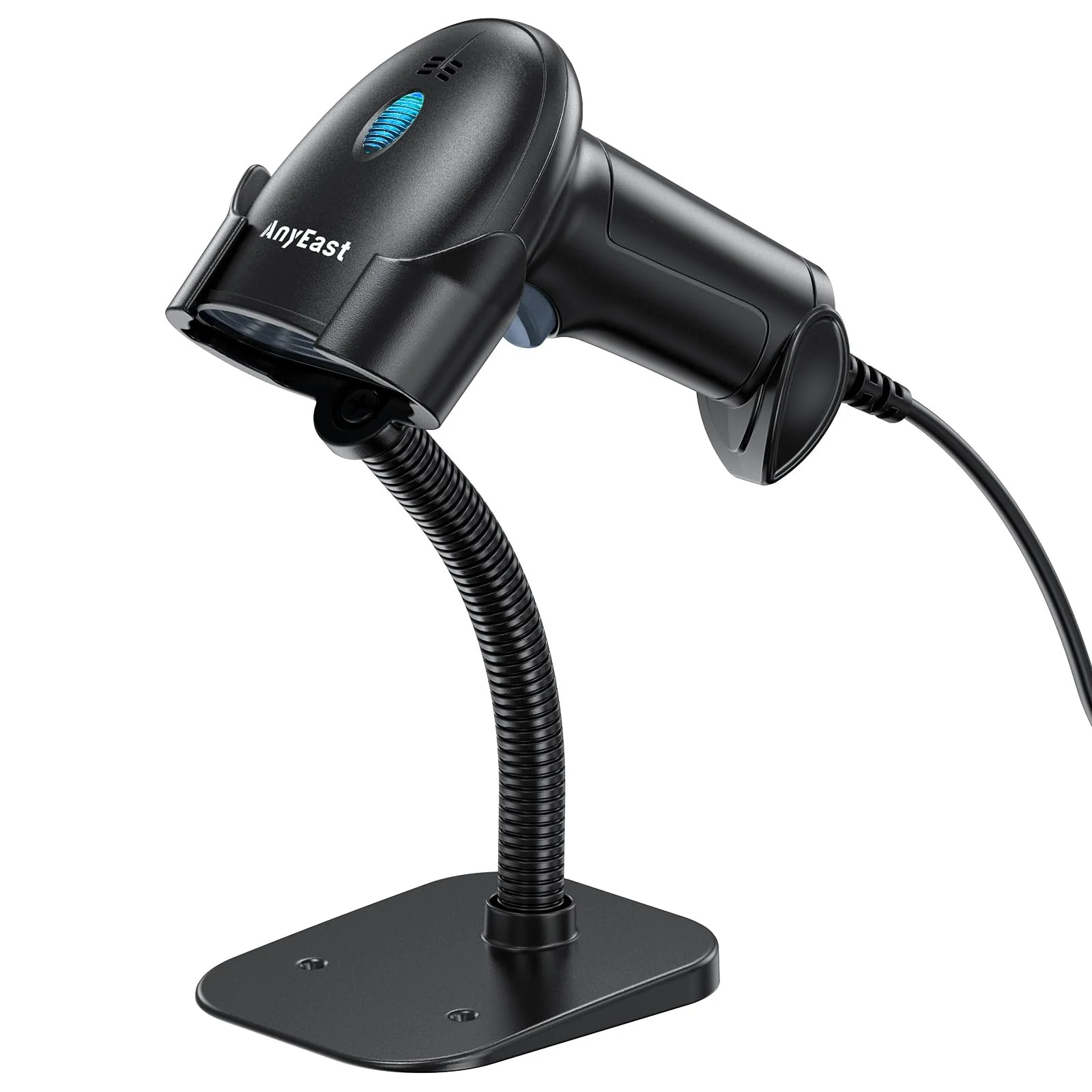 2D 1D Barcode Scanner : USB Wired Inventory QR Scanner with Stand for Computer POS MAC with Automatic Scanning, Handheld CMOS Image Bar Code Reader for Warehouse Library Supermarket Grey-AT003