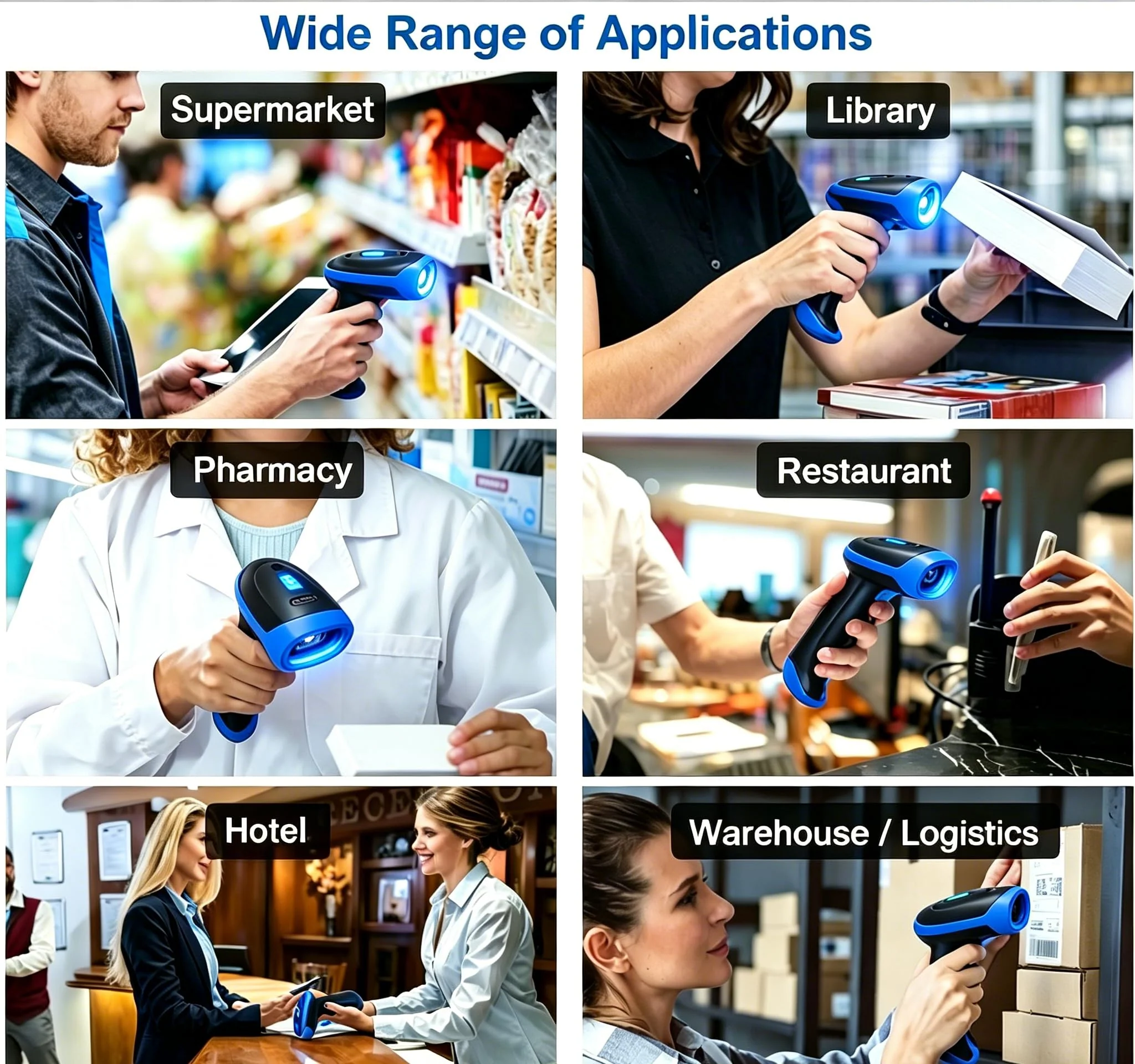 2D Bluetooth Wireless Scanner, QR 1D Bar Code Scanners Handheld Barcode Reader with Updated 640 X 480 Pixel CMOS, Plug & Play USB Barcode Scanner for iPhone, Android, iPad, Tablet, PC Computers 1D 2D USB Wired +2.4 G Wireless +Bluetooth (3 in 1 ) - Image 7