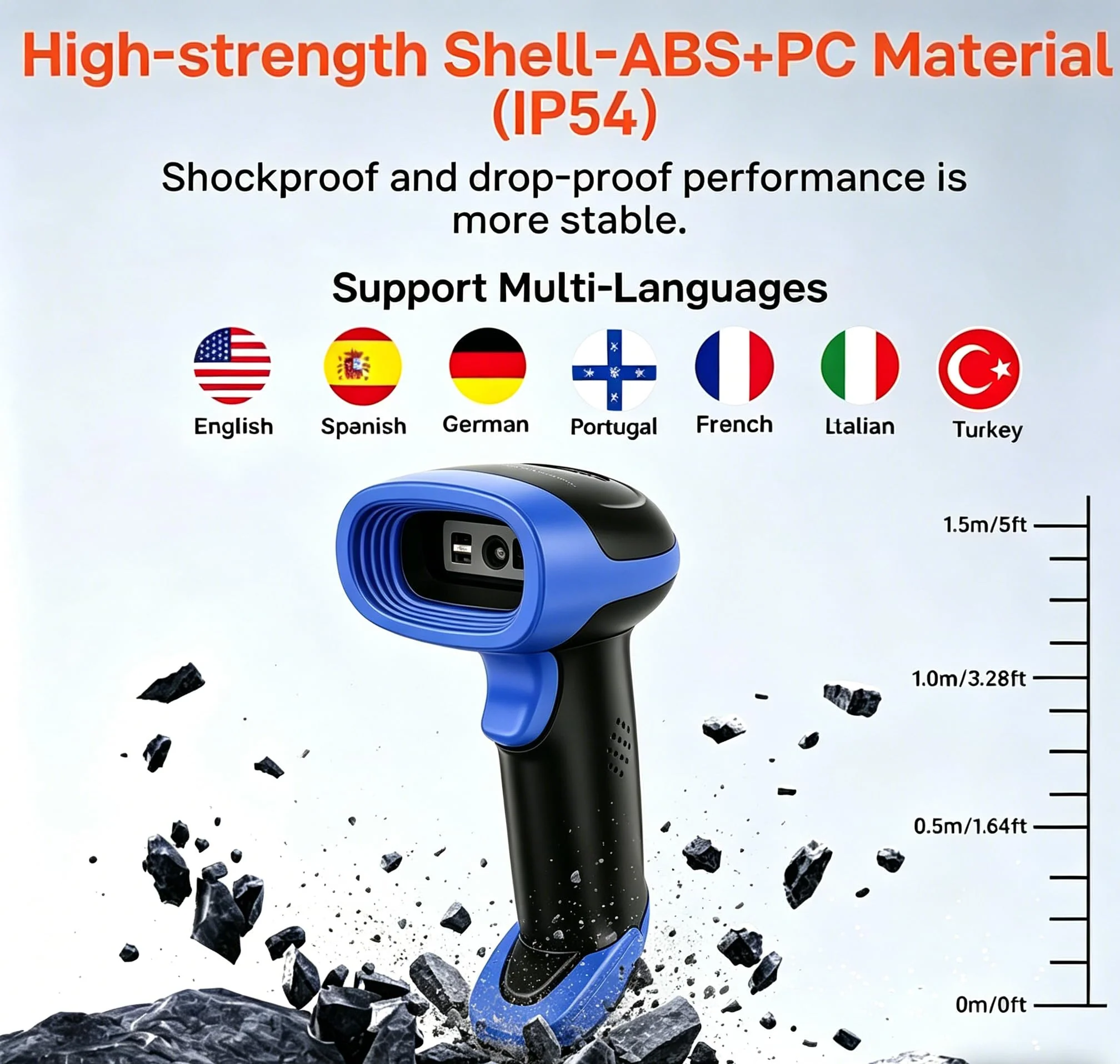 2D Bluetooth Wireless Scanner, QR 1D Bar Code Scanners Handheld Barcode Reader with Updated 640 X 480 Pixel CMOS, Plug & Play USB Barcode Scanner for iPhone, Android, iPad, Tablet, PC Computers 1D 2D USB Wired +2.4 G Wireless +Bluetooth (3 in 1 ) - Image 8