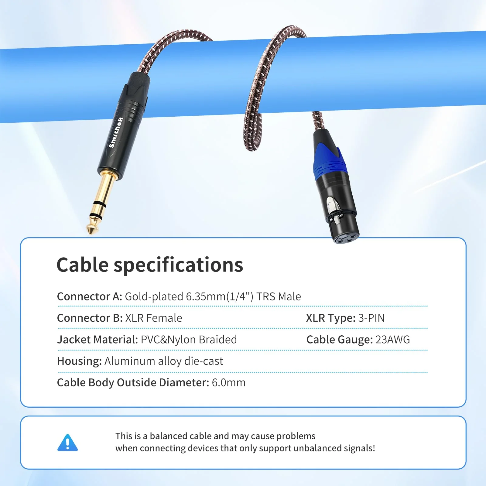 2Pack 1/4" to XLR Cable,Heavy Duty Nylon Braided,Gold Plated Plug,Balanced 1/4" TRS to XLR Female Patch Cable, Quarter Inch 6.35mm to 3pin XLR Female Microphone Cable, for Speaker,Mixer-6.6ft - Image 7
