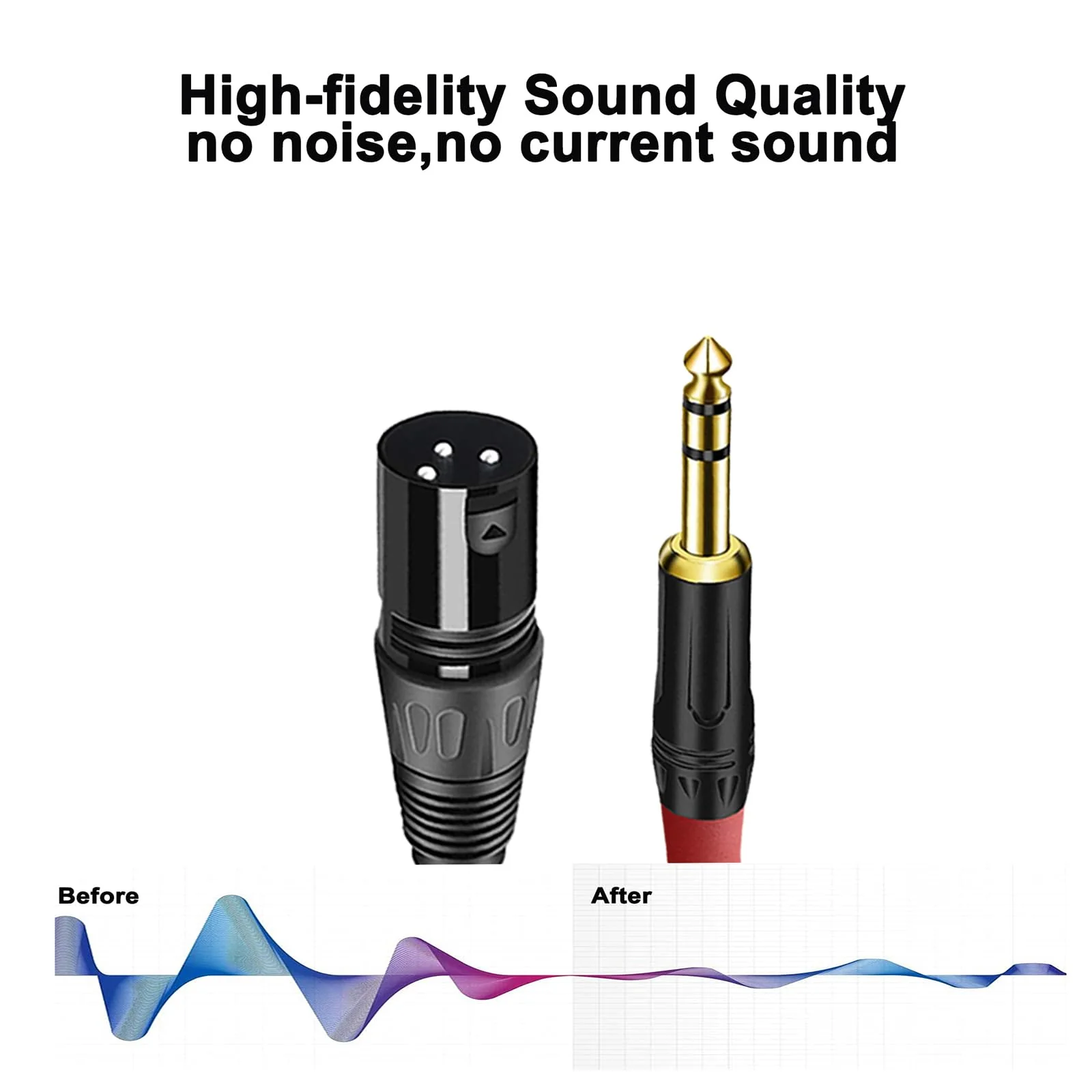 (2PACK/6.6FT) XLR to 1/4 TRS Stereo Adapter,XLR Male to 1/4 Inch (6.35mm) Stereo Balanced Microphone Stereo Audio Converter AdapterCable 6.6ft - Image 3