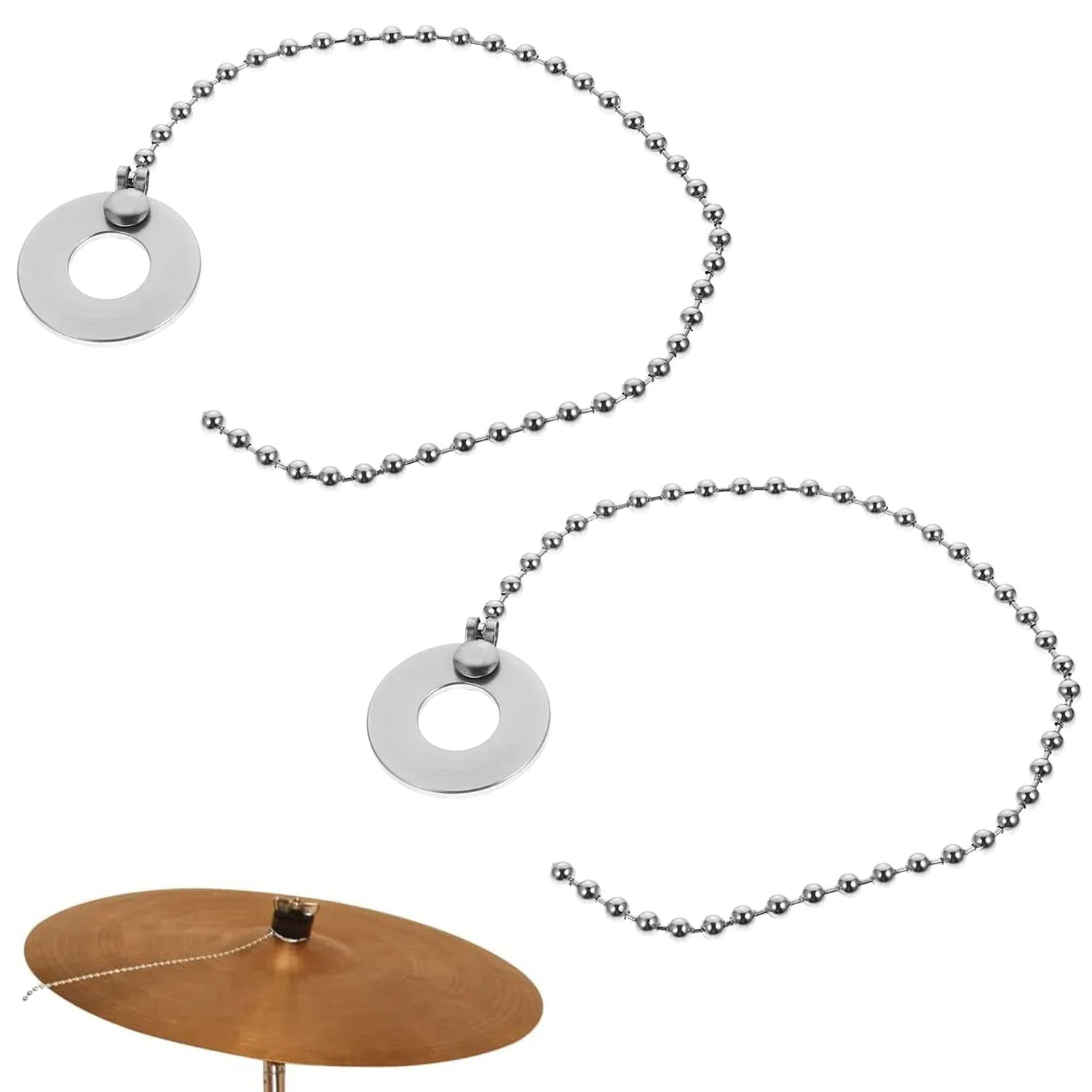 2Pack Drum Set Cymbal Chain for Rides, Crashes, Chinas, and Effect Cymbals 11.5" - Image 2