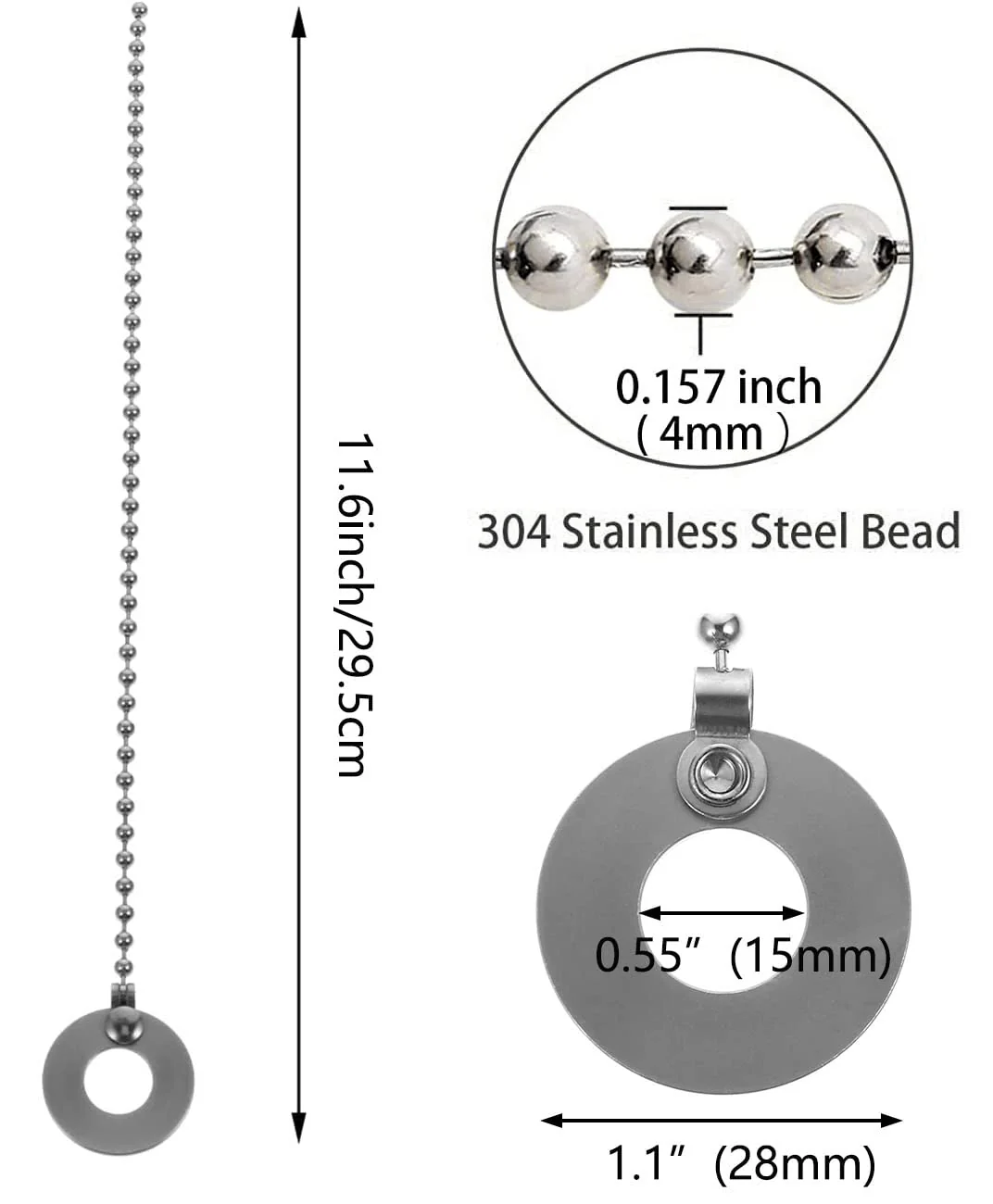 2Pack Drum Set Cymbal Chain for Rides, Crashes, Chinas, and Effect Cymbals 11.5" - Image 3