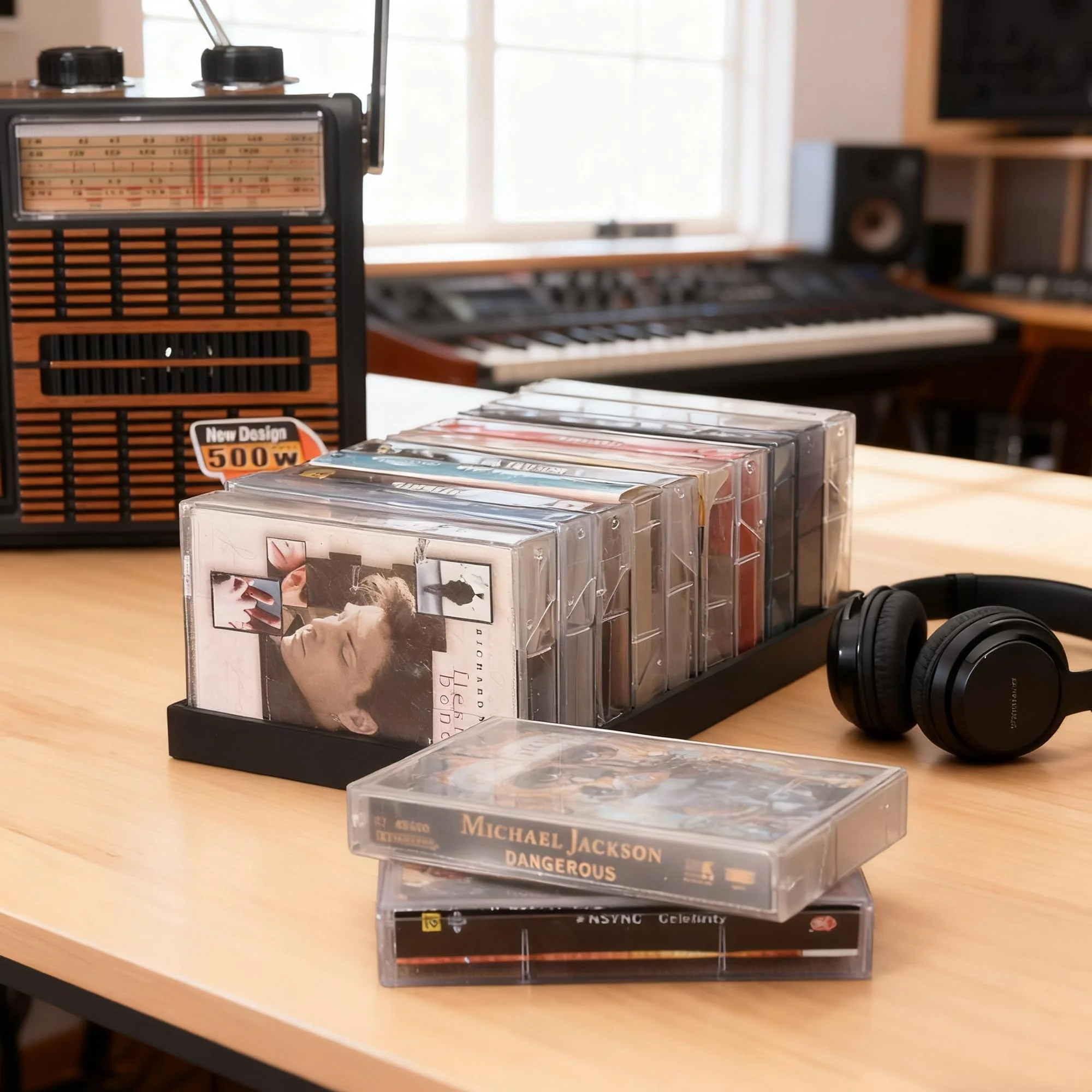 2Packs Cassette Tape Storage Organizer Rack- 20 Slots Audio Cassette Tape Holder, Durable And Stylish Design for Home, Studio, Collectors, Easy to Move And Organize Audiotapes - Image 2