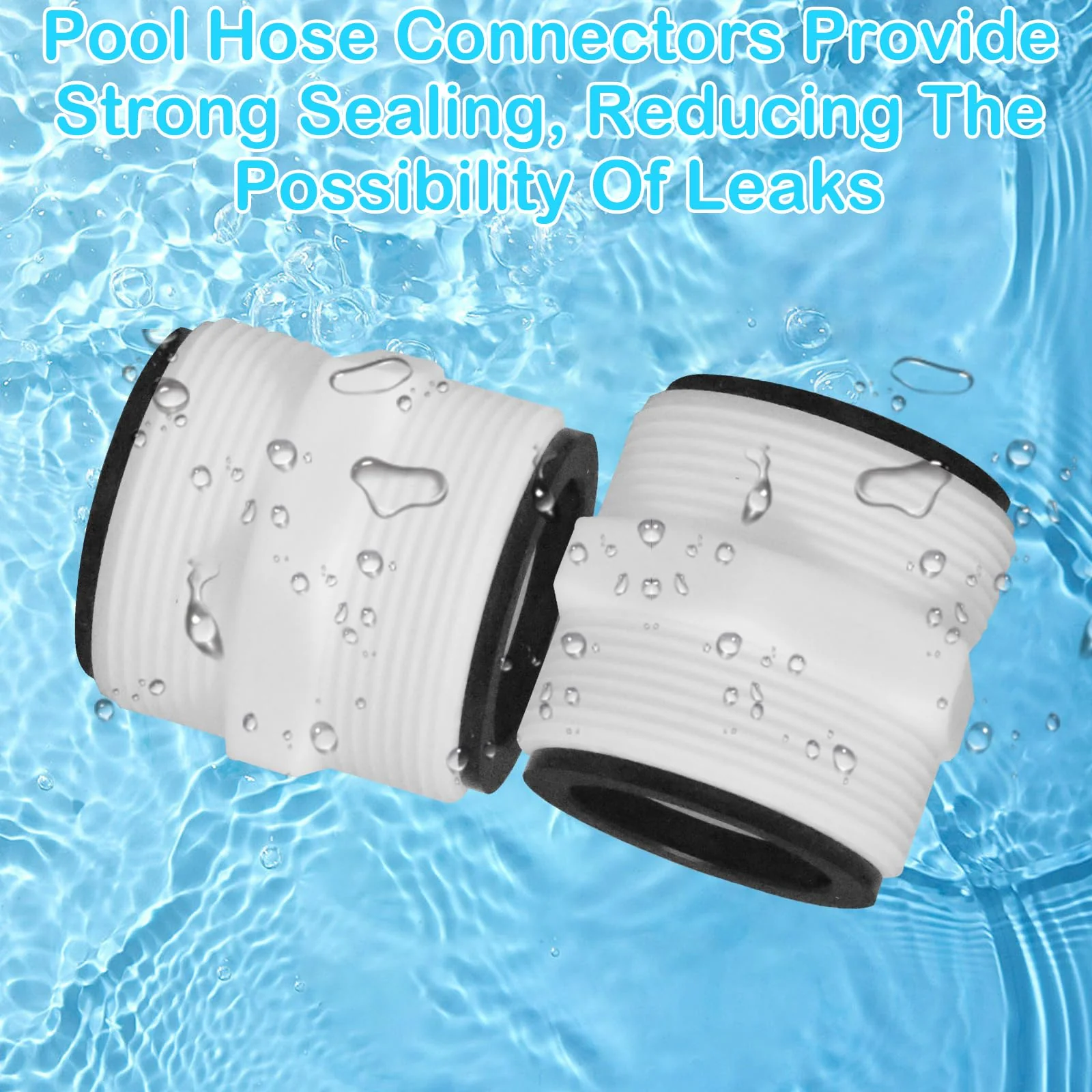 2Pcs 1.5’to 1.5’ Pool Hose Adapter, Pool Hose Connector Coupling Above Ground Pool Hose Adapter Compatible with Intex, Garden Hose Extender with 2 Rings Gaskets for 1.5 Inch Above Ground Pool Hose 2pcs - Image 4