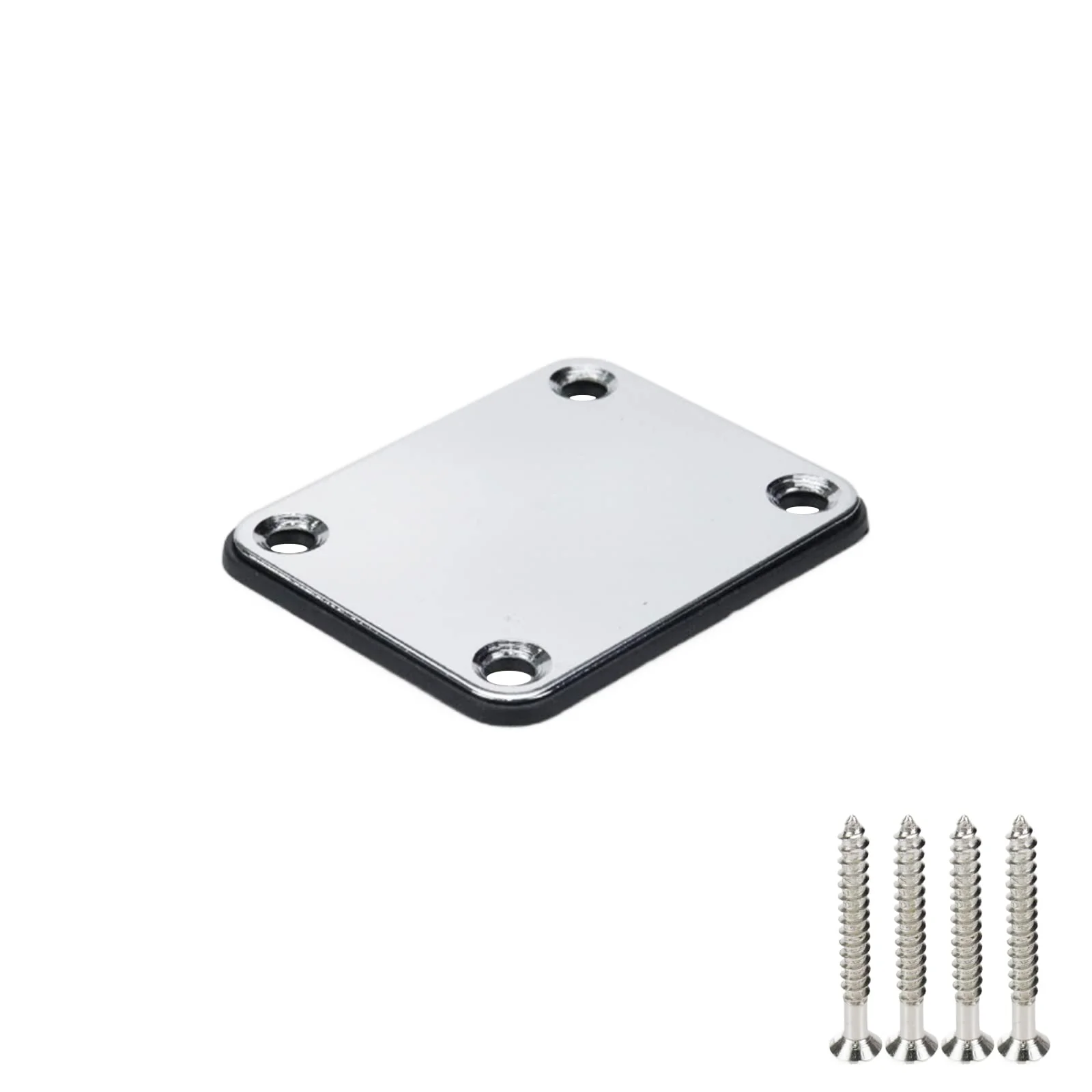 2Pcs 2.5x2.0 Inch Guitar Metal Neck Plate with Nylon Base Compatible with Strat Tele Style Electric Guitar Jazz Bass (Chrome)