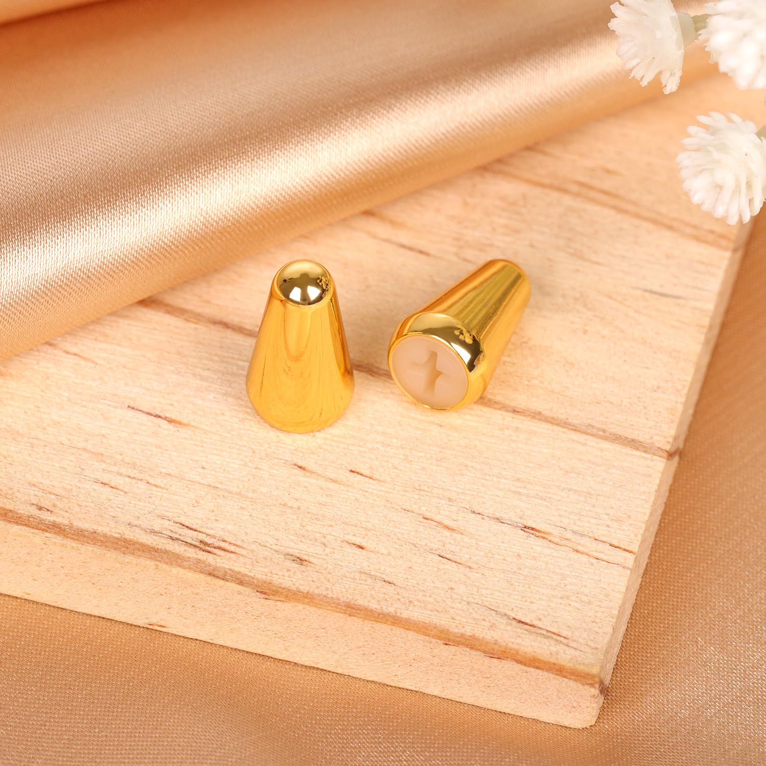 2pcs 5 Way Pickup Switch Tip, 3 Way Switch Cap Switch Knob Guitar Pickup Switch Tip Compatible with Strat Tele (Gold) Gold - Image 3