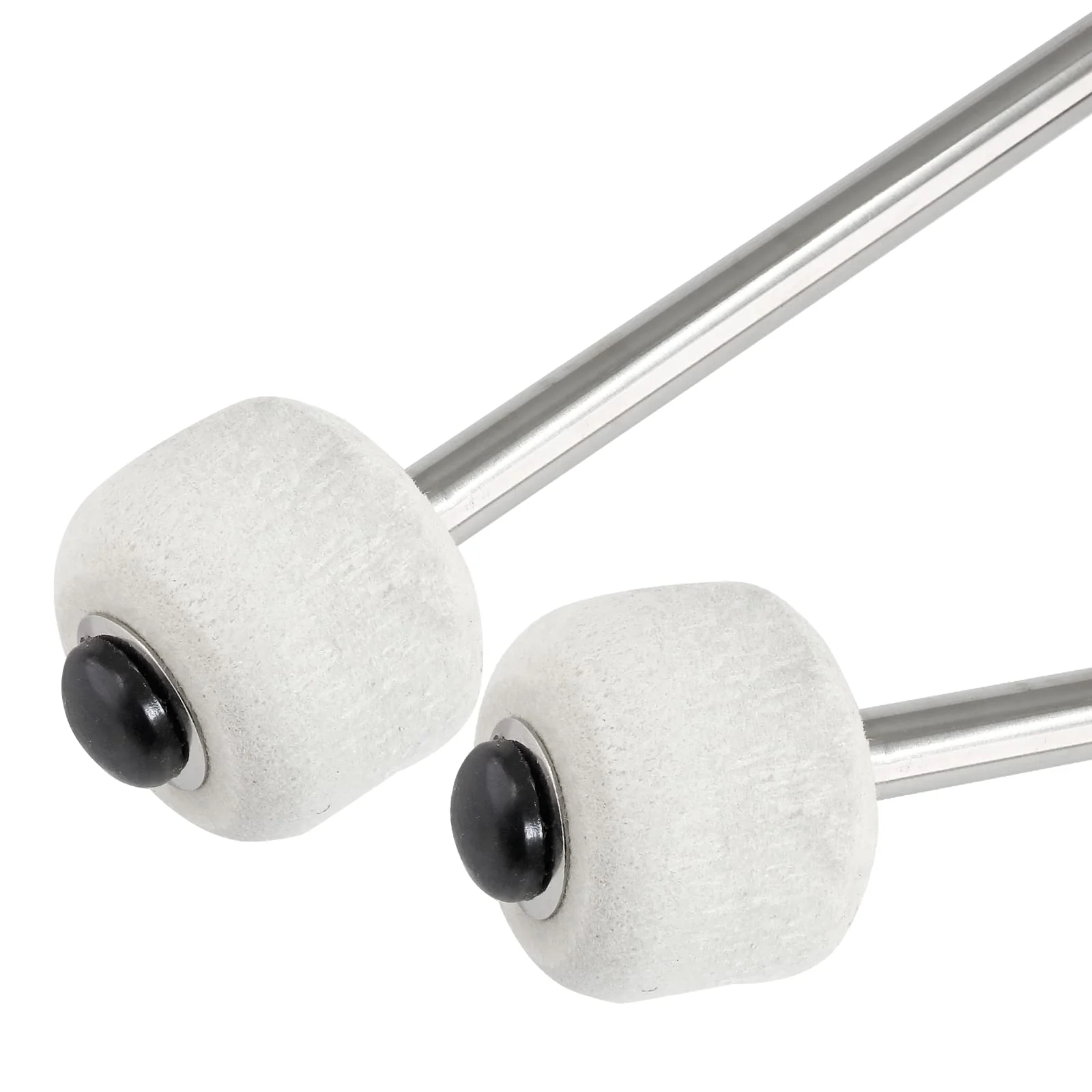 2Pcs Bass Drum Mallet, 12.6 Inch Wool Felt Head Drum Mallet Stick Anti-slip Bass Percussion Sticks Instrument Band Accessory for Drums Snare Drums (Stainless Steel) Black Handle Cover - Image 4