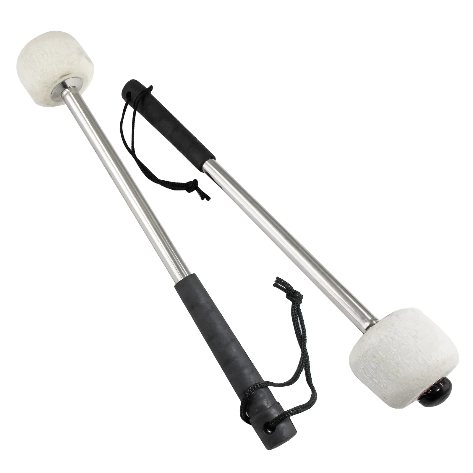 2Pcs Bass Drum Mallet, 12.6 Inch Wool Felt Head Drum Mallet Stick Anti-slip Bass Percussion Sticks Instrument Band Accessory for Drums Snare Drums (Stainless Steel) Black Handle Cover - Image 7
