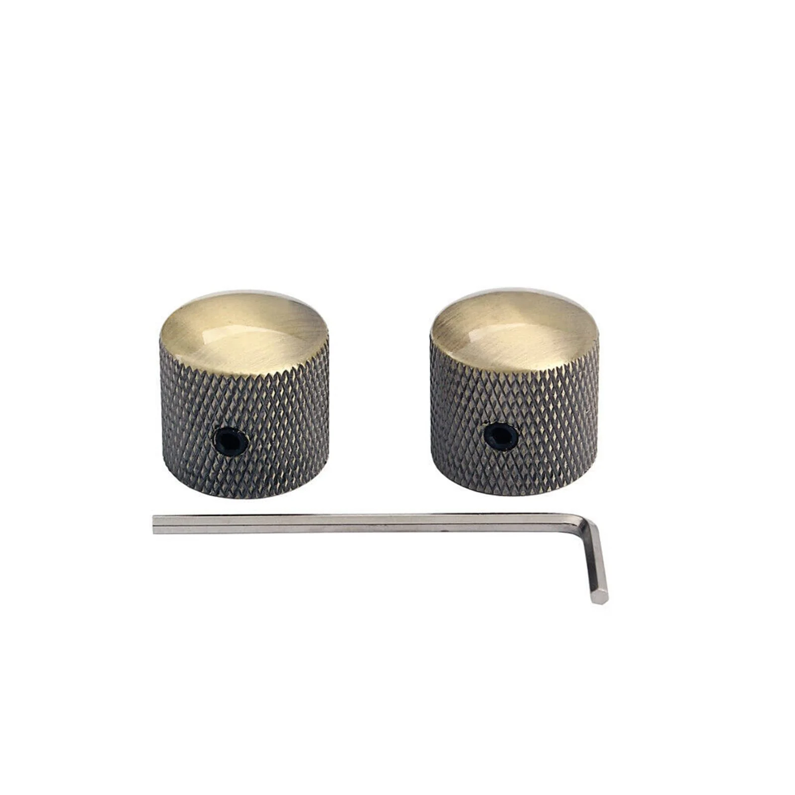 2Pcs Bronze Electric Bass Guitar Knobs Metal Volume Tone Control Knob Cap with Wrench for Electric Guitar Bass Accessories