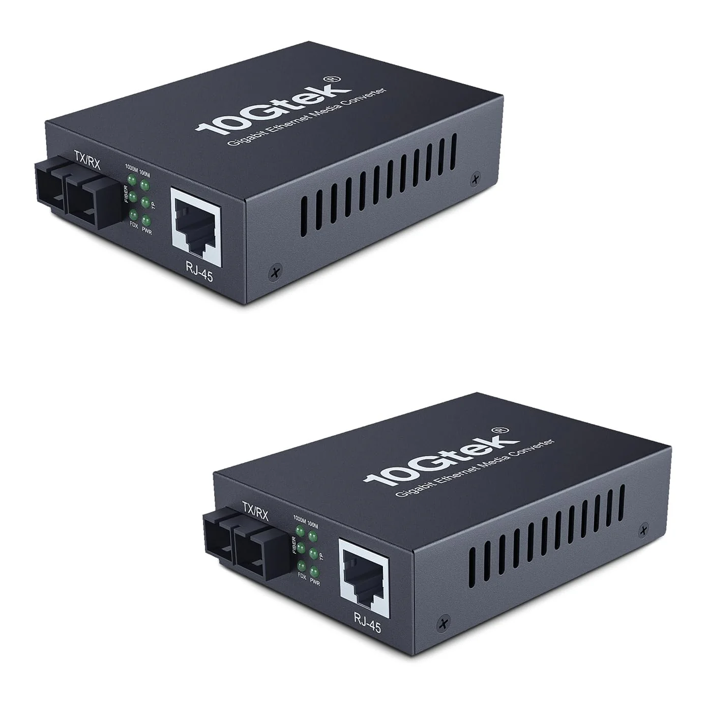 2PCS Gigabit SC to RJ45 Fiber Media Converter, Single Mode to Ethernet Converter 10/100/1000Mbps RJ45 Port to 1000Mbps Single Mode Dual SC Port, SMF, 1310nm, up to 20km, Auto-Negotiation X2 SMF,SC,20km