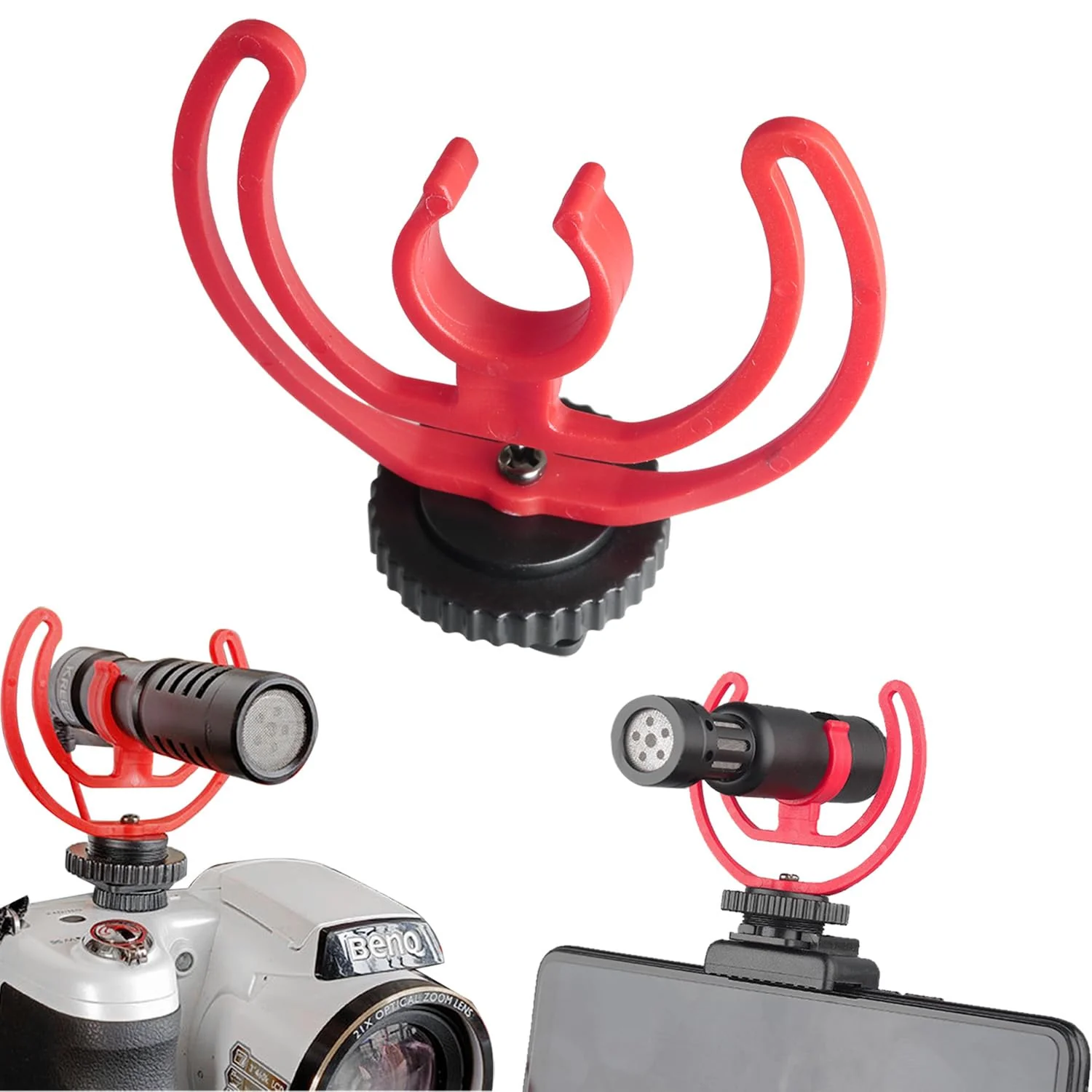 2PCS Interview Dedicated DSLR Camera Microphone Shock Mount Bracket Hot Shoe Mount Accessory Suitable for Video Blogging Live Streaming Video Conferencing Interviews - Image 4
