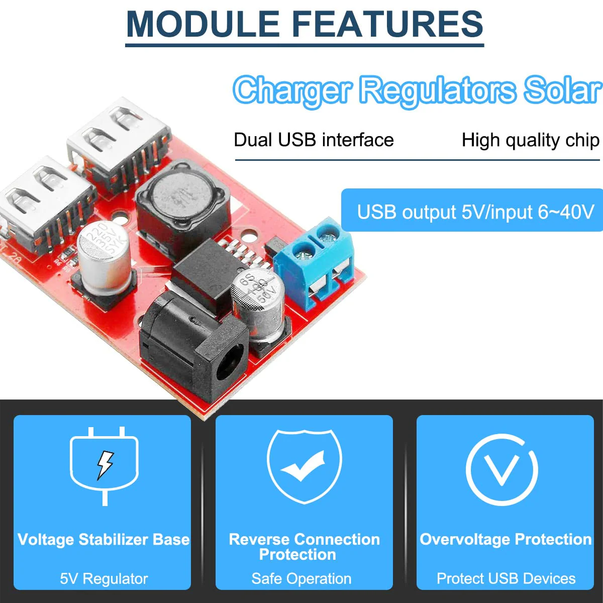 2PCS LM2596S Dual USB Port DC-DC Step Down Module 9V/12V/24V/36V to 5V Car Charger Solar 3A Power Supply Module Dual USB Output 150KHZ - Image 5