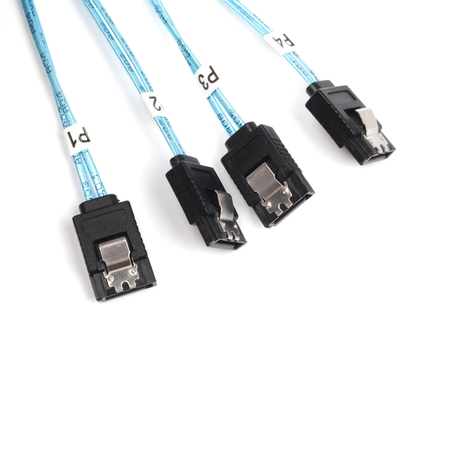 2PCS Mini SAS 26P SFF 8088 Male to 4 SATA 7Pin Female 1M 3.3FTCable with Latch,Mini SAS Host/Controller to 4 SATA Target/Backplane 3.3ft/2 PACK SFF-8088 to 4SATA - Image 4