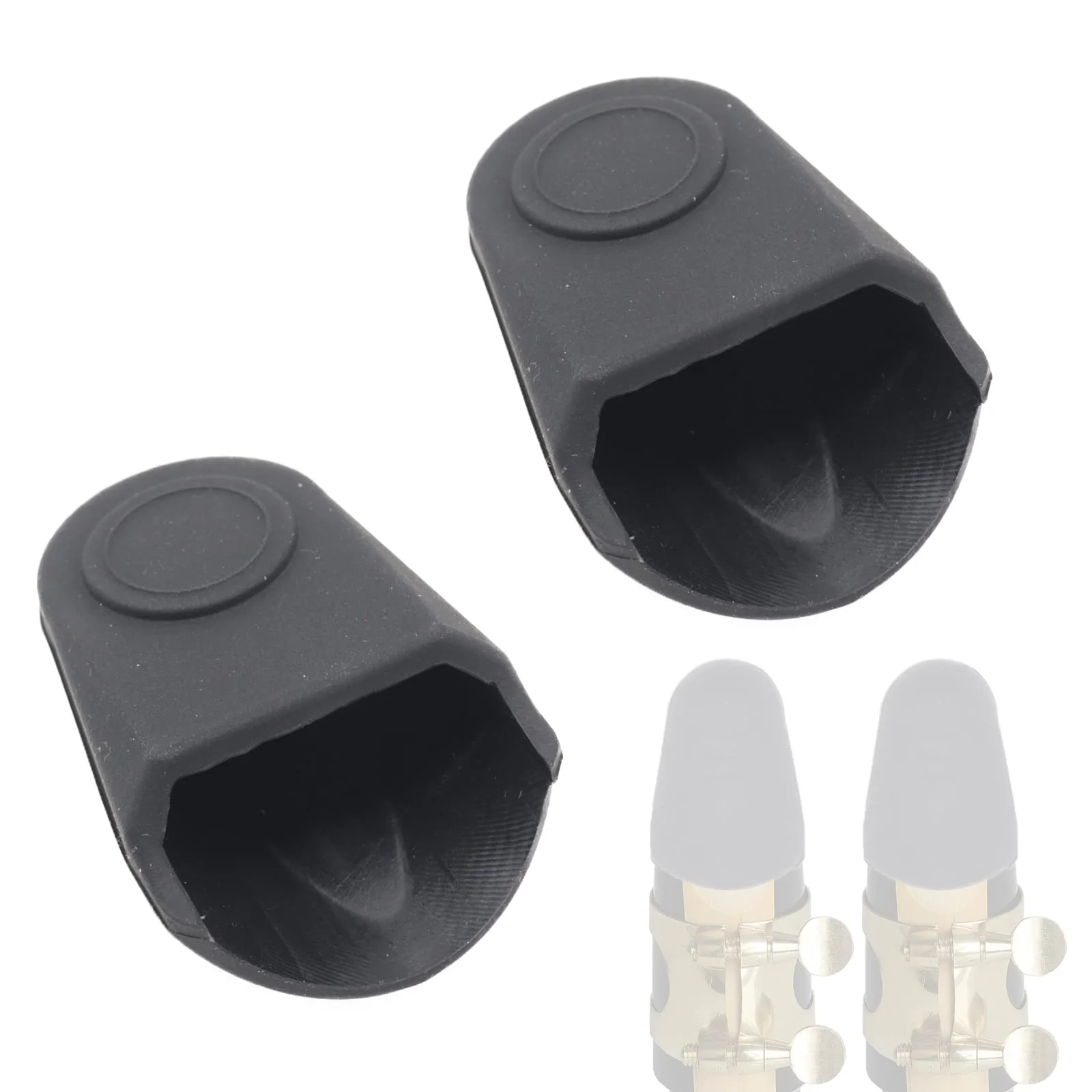 2pcs Saxophone Mouthpiece Protector Cover Cap, Rubber Clarinet Mouthpiece Cap, Mouthpiece Protective Cap for Alto Saxophone Tenor Sax Bass Clarinet, Preventing Dust and Protecting Reeds