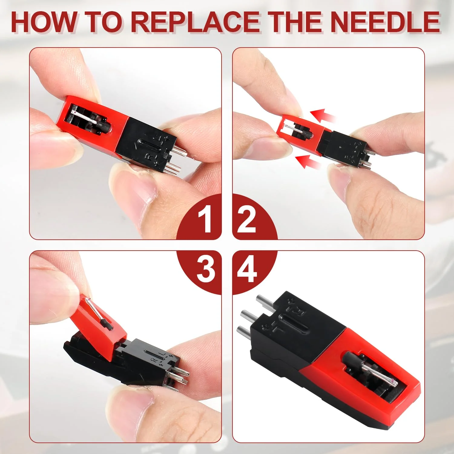 2pcs Universal Record Player Cartridge, Turntable Cartridges for Vinyl Records Diamond Stylus Needle Turntable Needle Record Player Needle for LP Phonograph, Victrola, ION, Crosley - Image 5