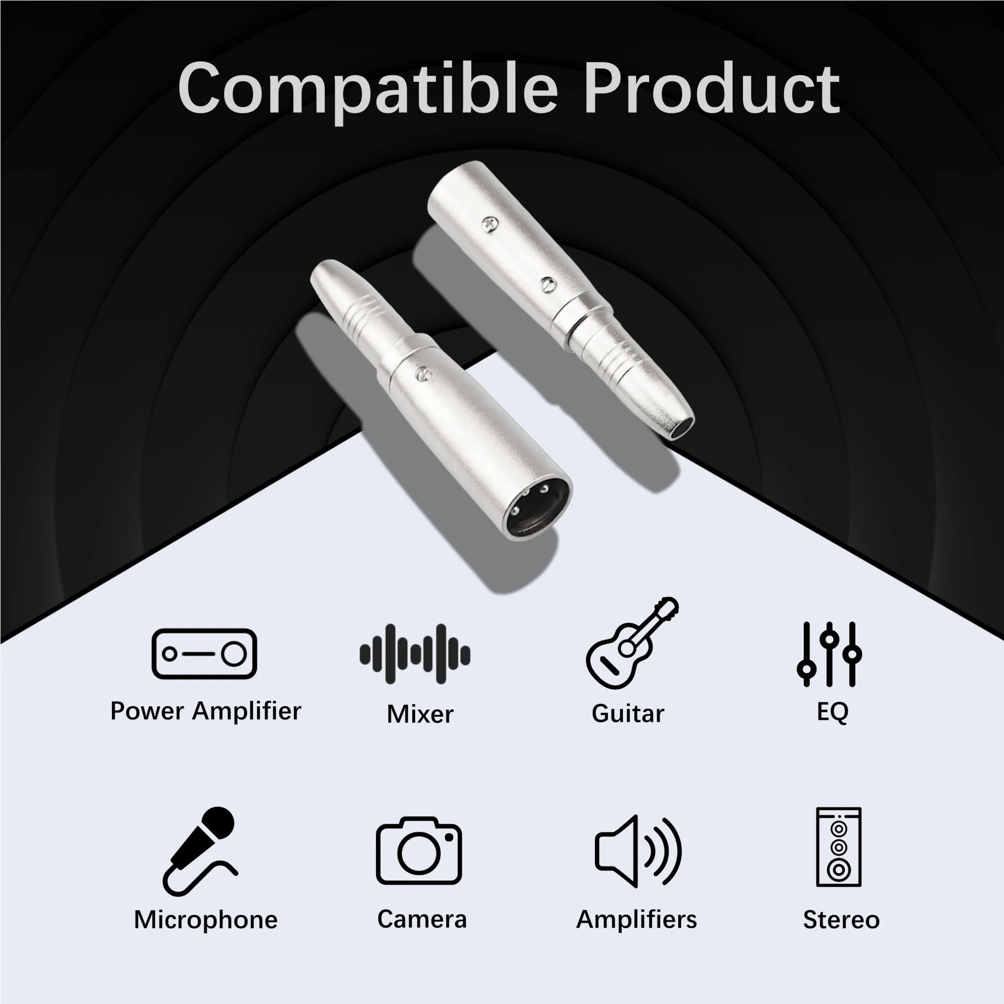 2PCS XLR Male to 1/4 Inch 6.35mm Female Adapter, 3-Pin XLR Male to Quarter Inch Female Jack Socket Audio Adapters Compatible with Microphone, Stereo, Mixer XLRM to 1/4" 6.35mm Female - Image 5