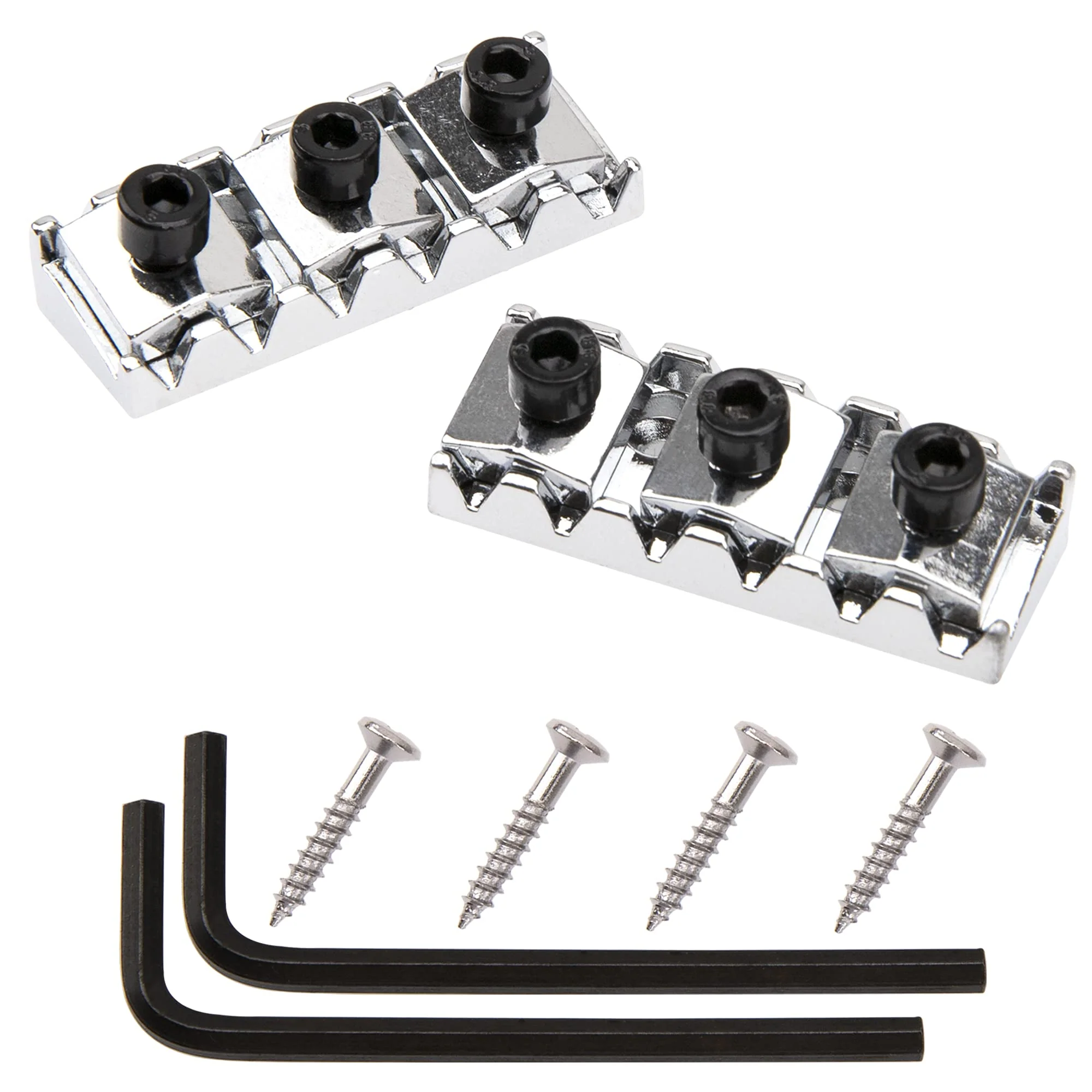 2Pcs Yootones 42mm Metal Guitar String Locking Nut Compatible with Floyd Rose Style Electric Guitar Tremolo Bridge Lock System (Silver) Silver - Image 2