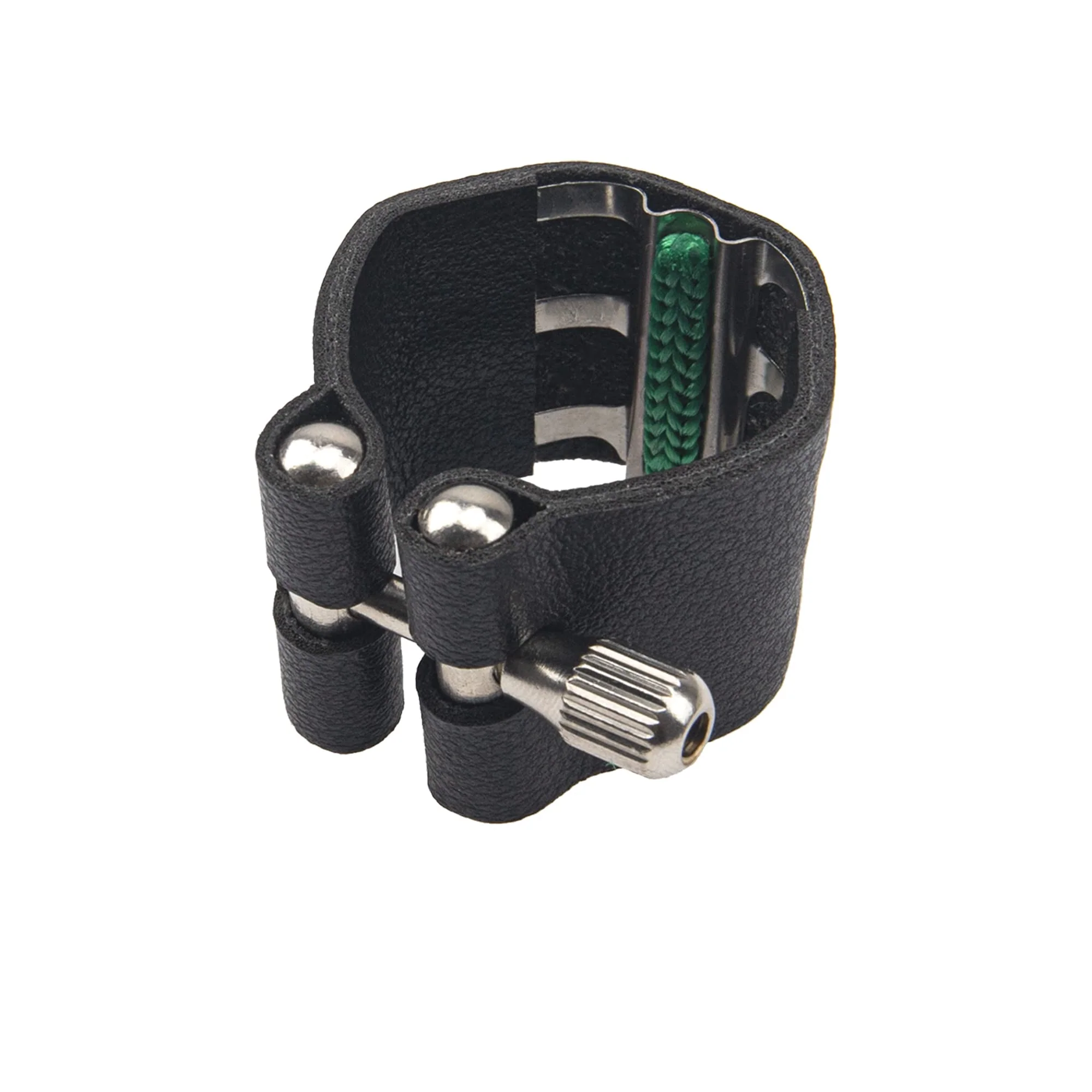 2Pcs Yootones Black Artificial Leather Saxophone Mouthpiece Sax Ligature Fastener Compatible with Saxophone Rubber Mouthpiece (Tenor saxophone) Tenor saxophone - Image 2