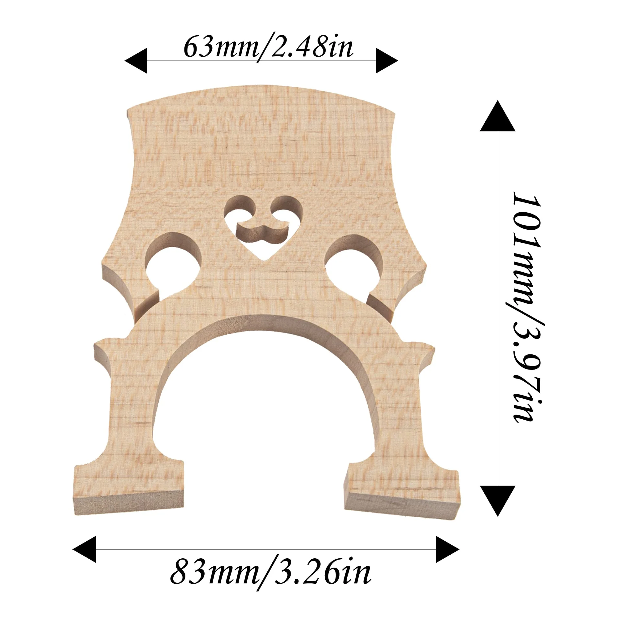 2Pcs Yootones Cello Bridge, Maple Wood 3/4 4/4 Cello Bridge Maple Wood Self-Adjusting Fitted Bridge Compatible with Cello Musical Instrument Accessory (3/4) - Image 5