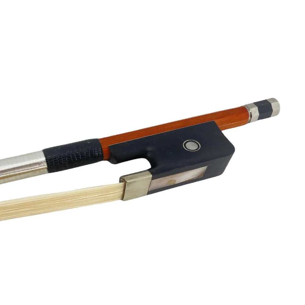 3/4 size Double bass bow Brazilwood Ebony Frog Natural Mongolian HorseHair Well Balance (French Style) French Style Pearl Eye Inlay - Image 2