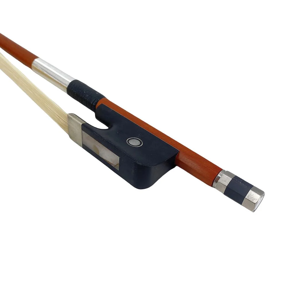 3/4 size Double bass bow Brazilwood Ebony Frog Natural Mongolian HorseHair Well Balance (French Style) French Style Pearl Eye Inlay - Image 4