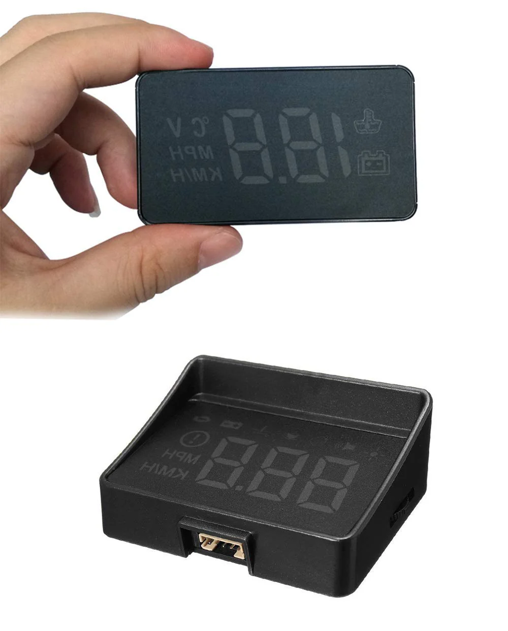 3.5" Car HUD Head Up Display with OBD2/EUOBD Interface Plug & Play Vehicle Speed KM/h MPH, OverSpeed Warning, Water Temperature, Battery Voltage, Mileage Measurement - Image 3