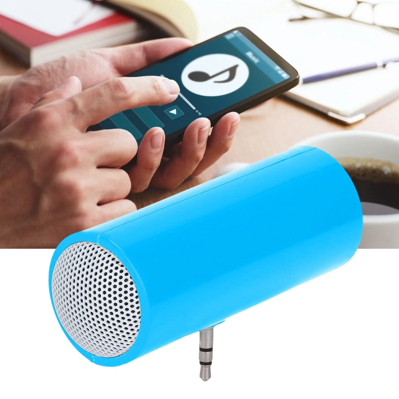 3.5 mm Jack Stereo Mini Speaker Portable Plug in Speaker for Mobile Phones and Tablets Plug in Speakers Mini Speaker with Aux Input Pillow for Sleeping Extern (Blue) Blue - Image 3