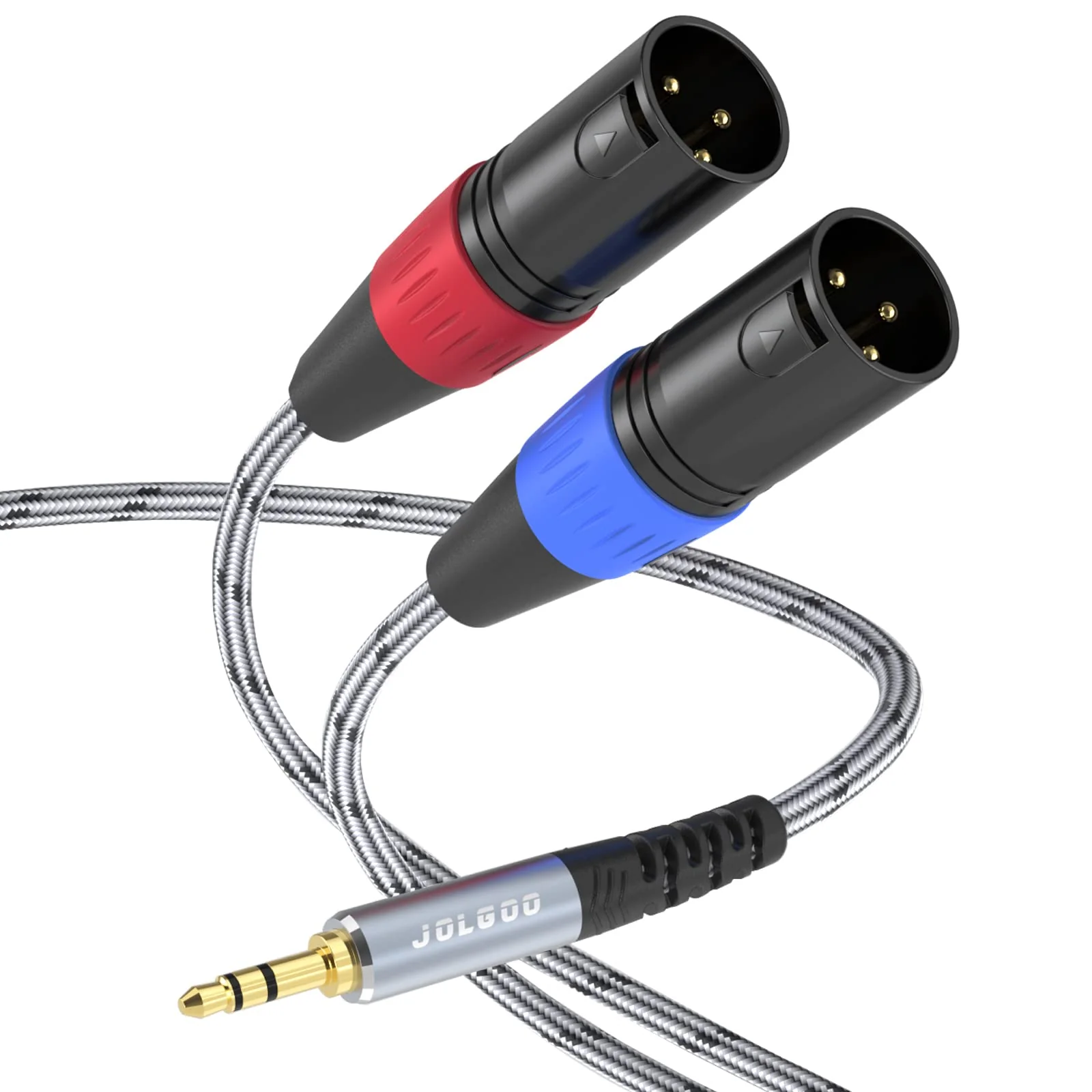 3.5 mm TRS to Dual XLR Male Pro Stereo Breakout Cable, 1/8" TRS Stereo to 2 XLR Male Y Splitter Patch Microphone Cable, 15 Feet 3.5mm to Dual XLR Male
