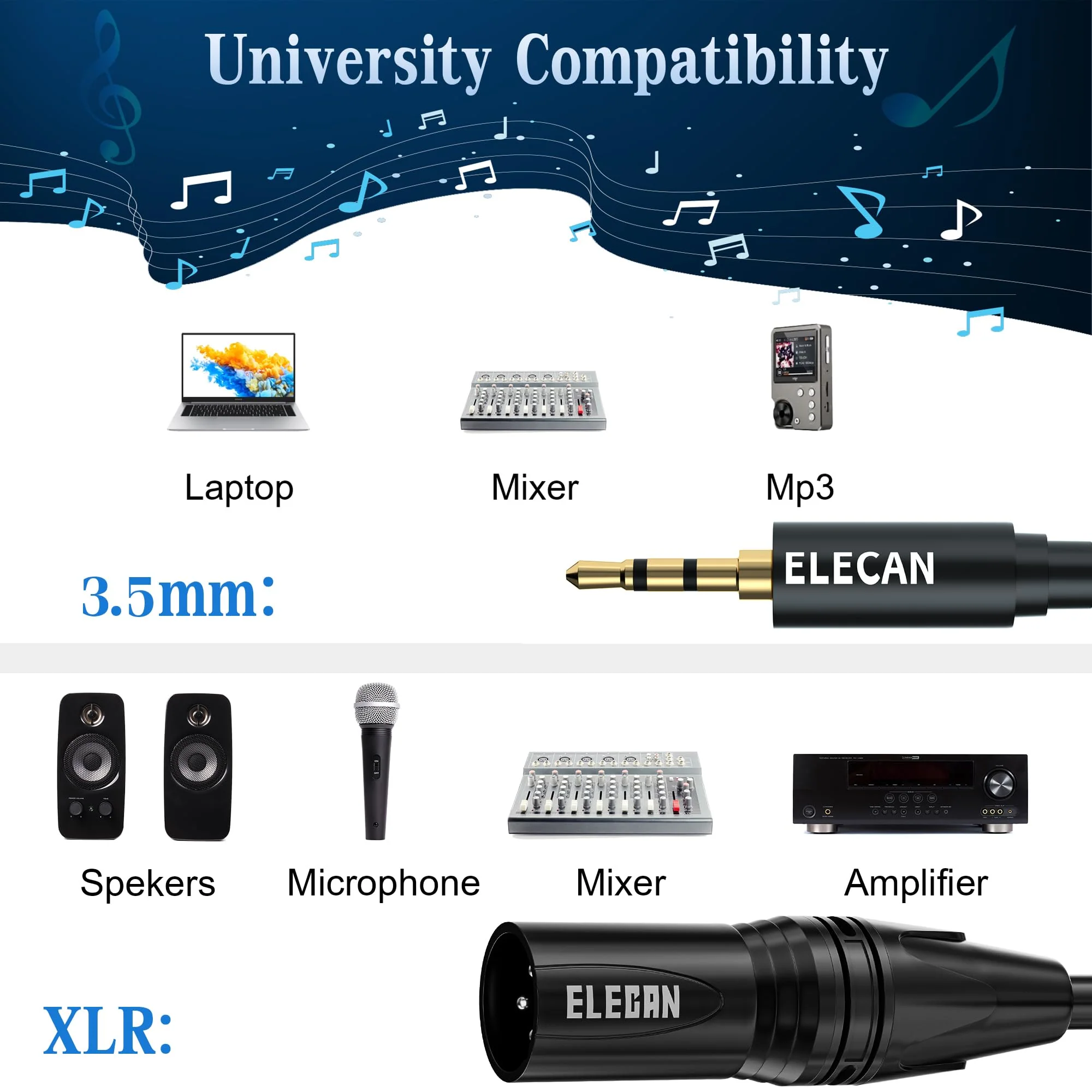 3.5mm (1/8 Inch) TRS to XLR Cable 15 Ft Male to Male-Balanced Shielded 3 Pin XLR to 1/8 Quarter inch Cord, Profesional/HiFi Stereo Guitar Cable with 3.5 mm to 6.35 mm Aadpter+Ties 3.5 mm to XLR cable 15FT - Image 6