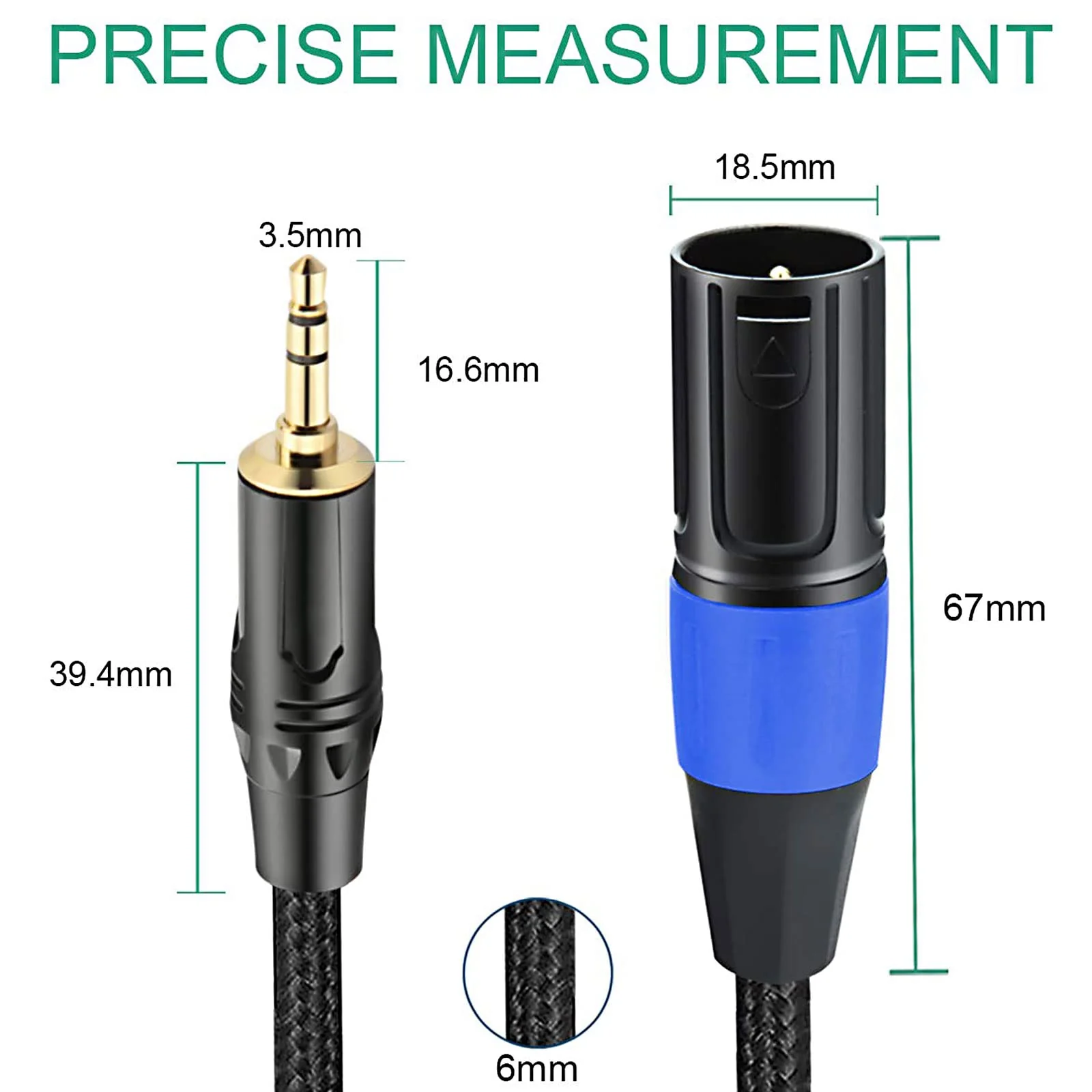 3.5mm to XLR Cable, XLR to 3.5mm Unbalanced Aux Micphone Cbale, 1/8 inch Mini Jack Stereo to XLR Male Cord Adapter for Cell Phone, Laptop, Speaker, Mixer - 3.3ft 3.3 feet - Image 3