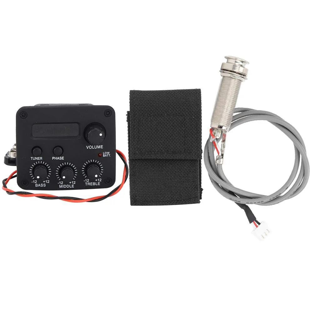 3 Band EQ Pre-Amp Equalizer Pickup,Guitar EQ Equalizer Piezo Pickup System with LCD Screen Display for Guitar Accessory