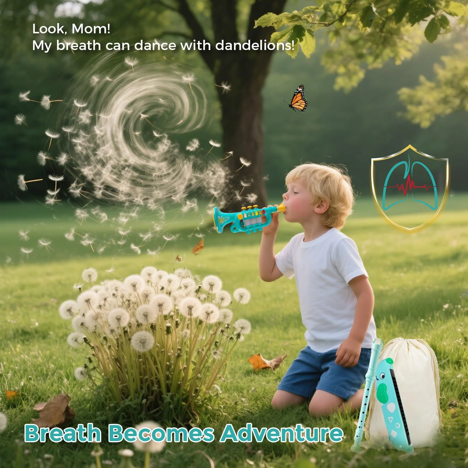 3-in-1 Kids Musical Instruments with Storage Bag, Toddler Toys with Plastic Trumpet, Harmonica & Flute Recorder, Educational Music Gifts for Children Ages 3 4 5 6 7,Gifts for Boys Girls 3in1-kids Trumpet-yd-wb001 - Image 2
