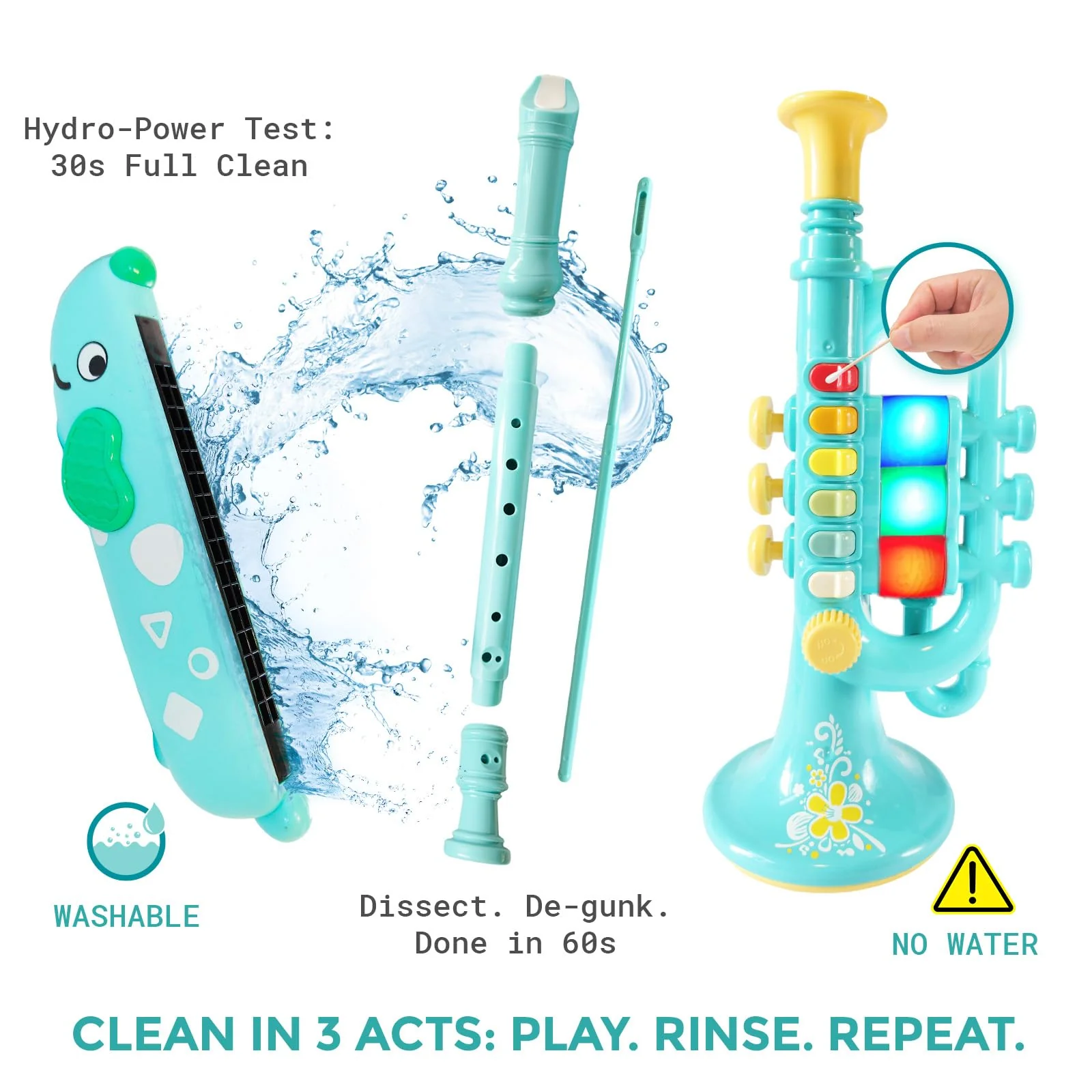 3-in-1 Kids Musical Instruments with Storage Bag, Toddler Toys with Plastic Trumpet, Harmonica & Flute Recorder, Educational Music Gifts for Children Ages 3 4 5 6 7,Gifts for Boys Girls 3in1-kids Trumpet-yd-wb001 - Image 5