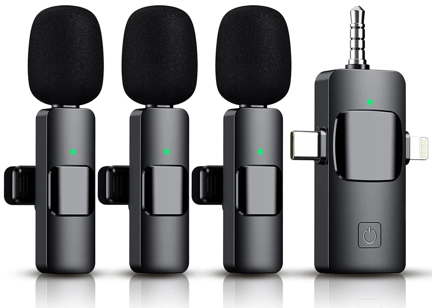 3 in 1 Wireless Lavalier Microphone for iPhone, iPad, Android, Camera,12-Hour Battery, mini Noise Reduction Recording Mic 2.4G Ultra-Low Delay, Microphone for Vlog/ TikTok/YouTube Live Stream( 3 Mic) 3MIC