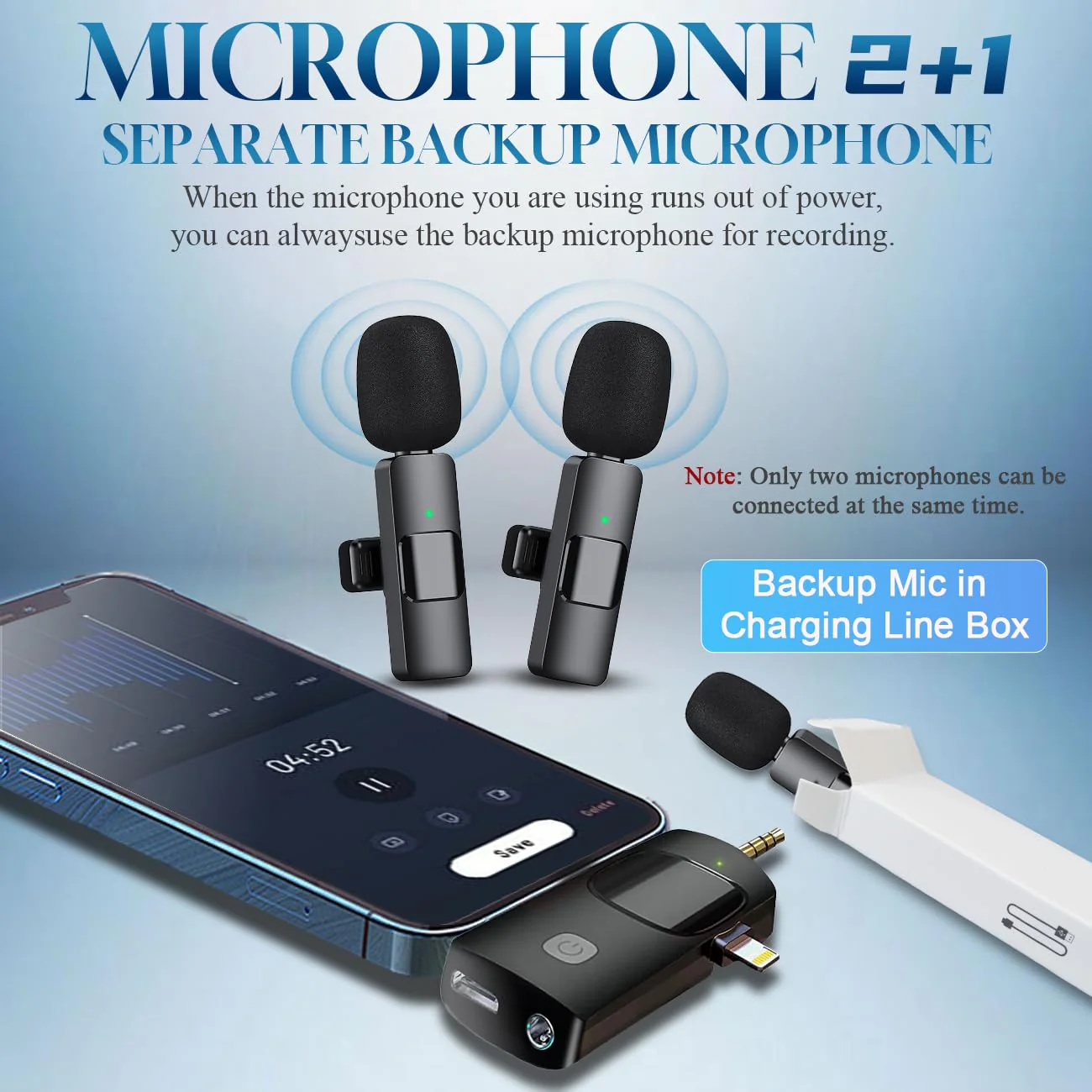 3 in 1 Wireless Lavalier Microphone for iPhone, iPad, Android, Camera,12-Hour Battery, mini Noise Reduction Recording Mic 2.4G Ultra-Low Delay, Microphone for Vlog/ TikTok/YouTube Live Stream( 3 Mic) 3MIC - Image 2