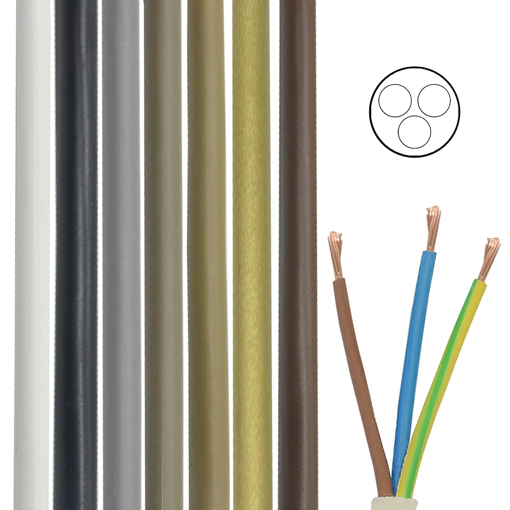 3 m Cable White H03VV-F 3 x 0.75 mm² PVC Insulated Hose Cable 3G Light Cable Lamp Cable Power Cable - Image 3